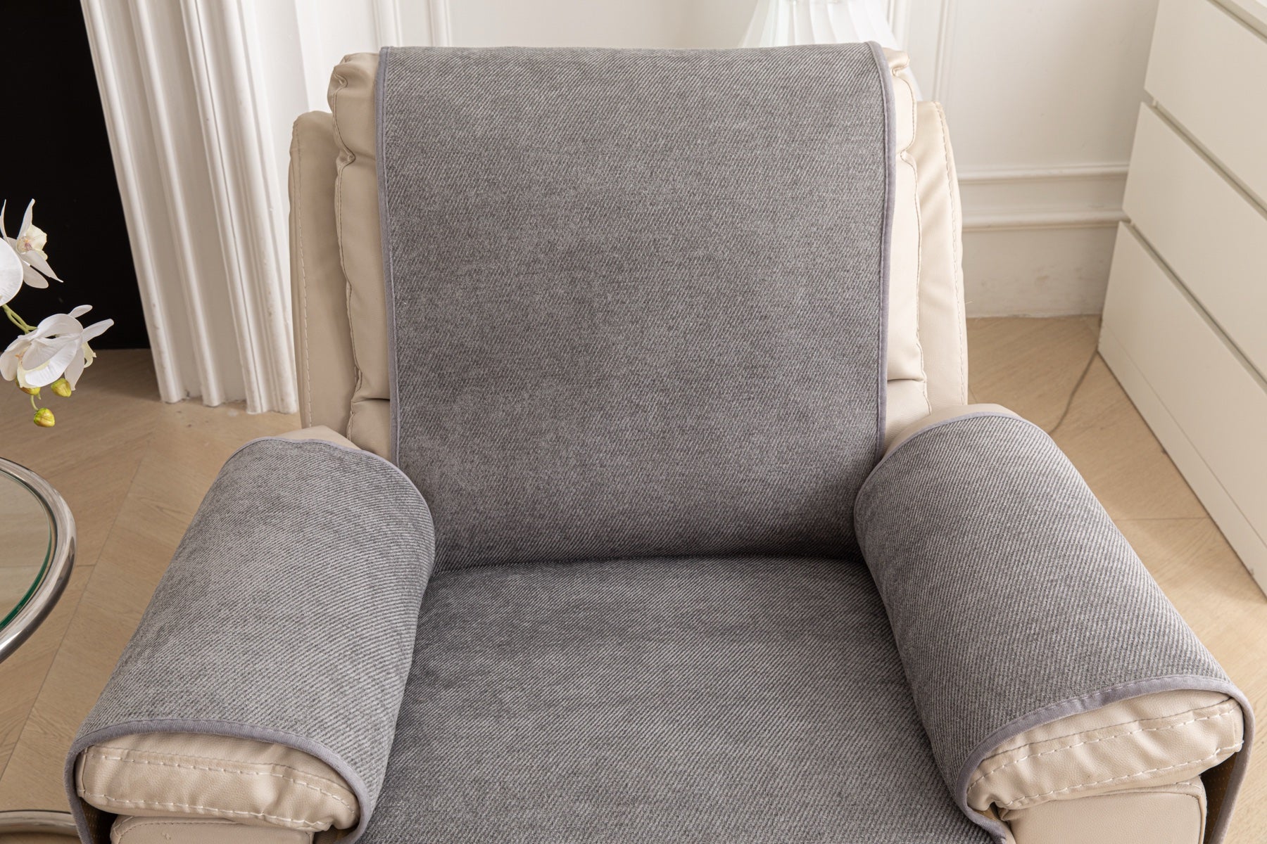 Sofa Decor Aria Textured Armchair Sofa Cover Pieces in Soft Grey - chair cover piece detail for armchair sofa cover pieces in Australia, image 32
