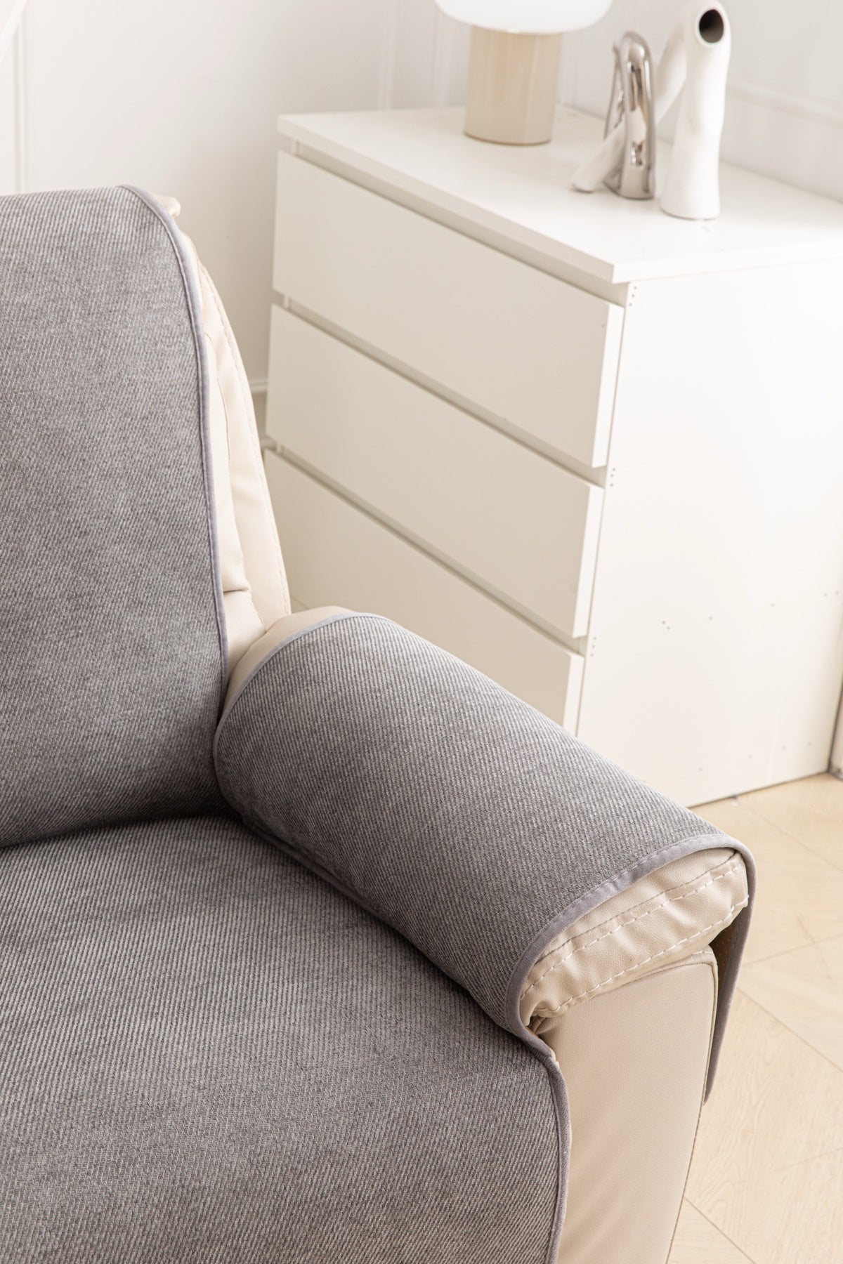 Sofa Decor Aria Textured Armchair Sofa Cover Pieces in Soft Grey - chair cover piece detail for armchair sofa cover pieces in Australia, image 33