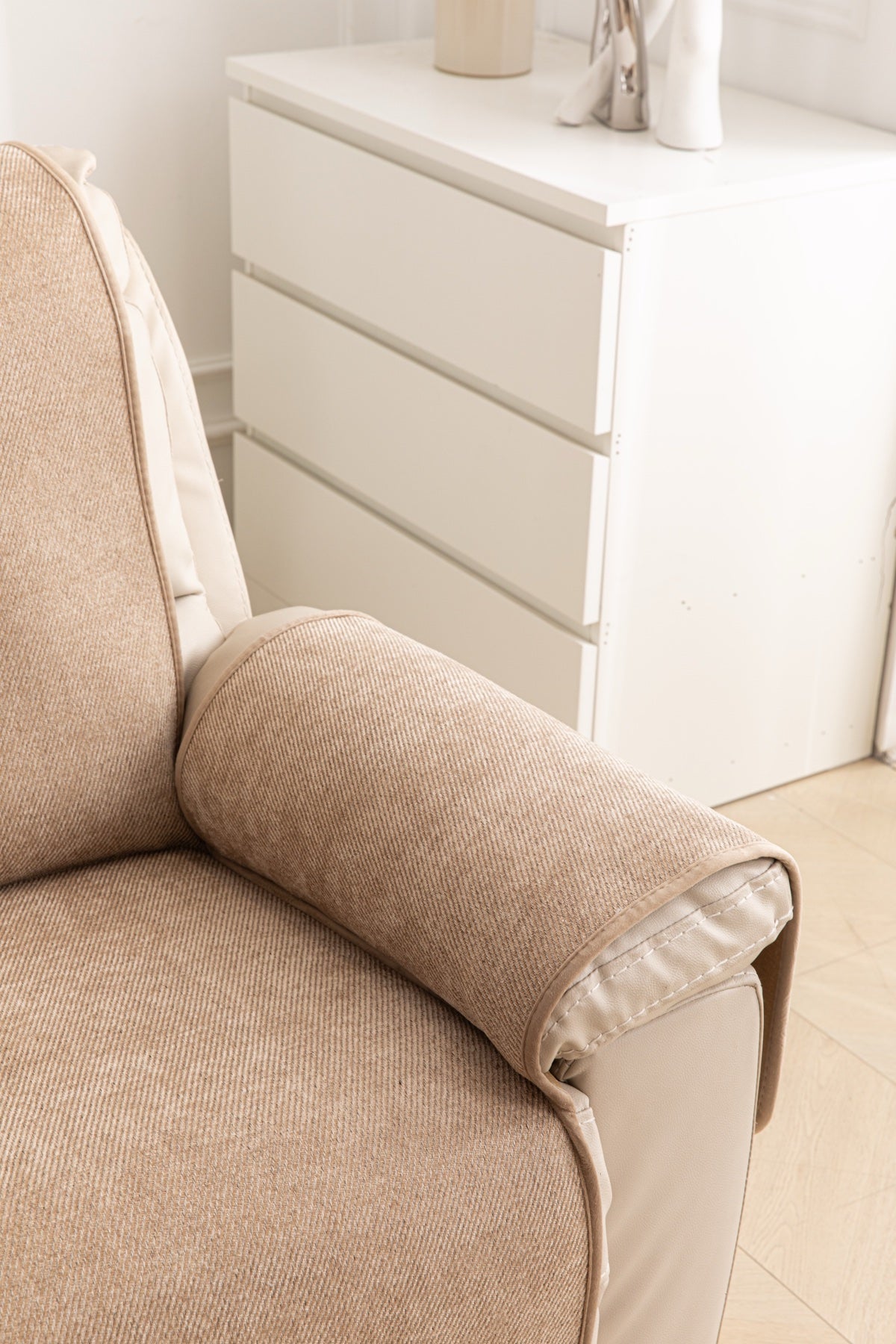 Sofa Decor Aria Textured Armchair Sofa Cover Pieces in Warm Taupe - chair cover piece detail for armchair sofa cover pieces in Australia, image 12