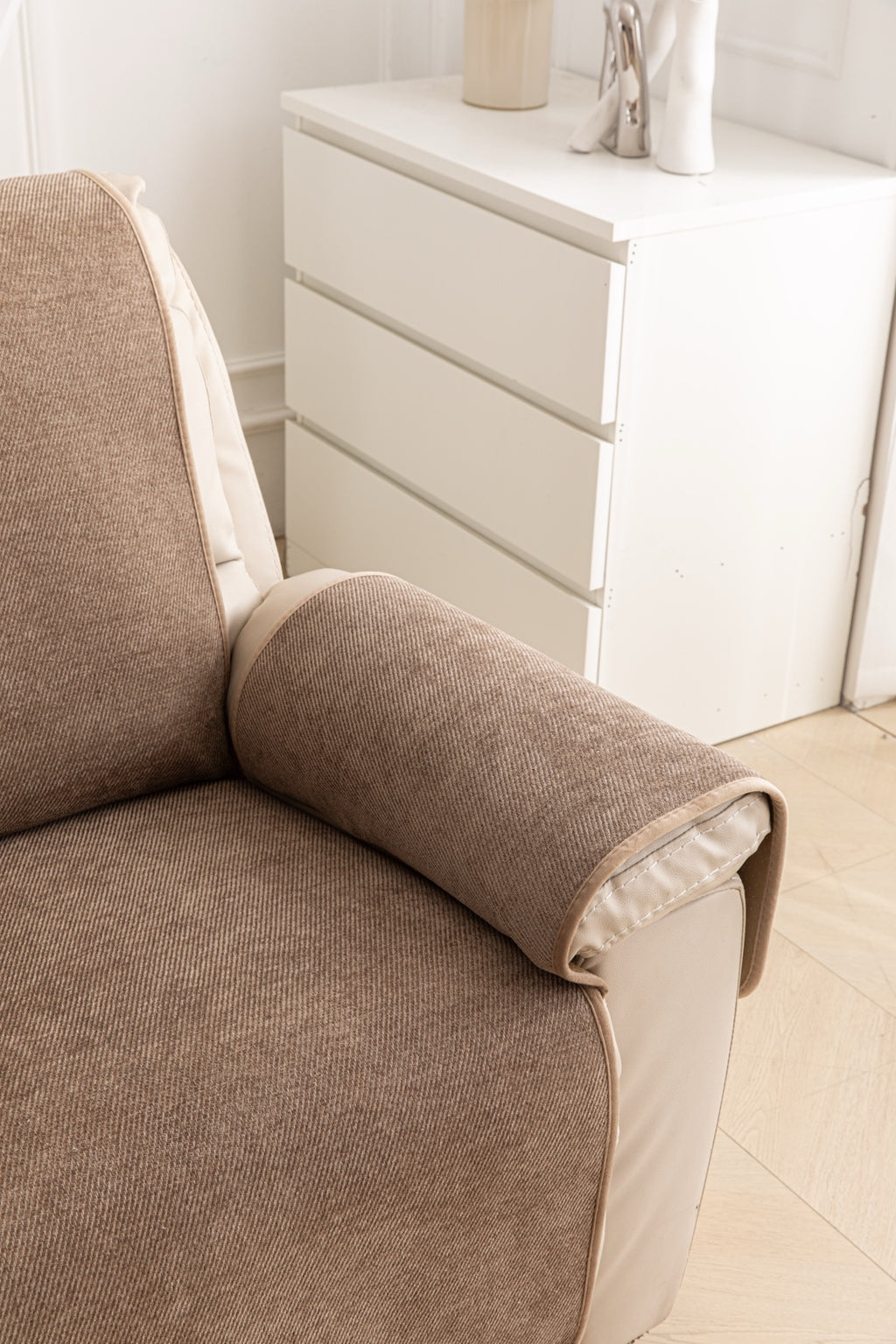 Sofa Decor Aria Textured Armchair Sofa Cover Pieces in Warm Taupe - styled armchair sofa cover piece for armchair sofa cover pieces in Australia, image 14