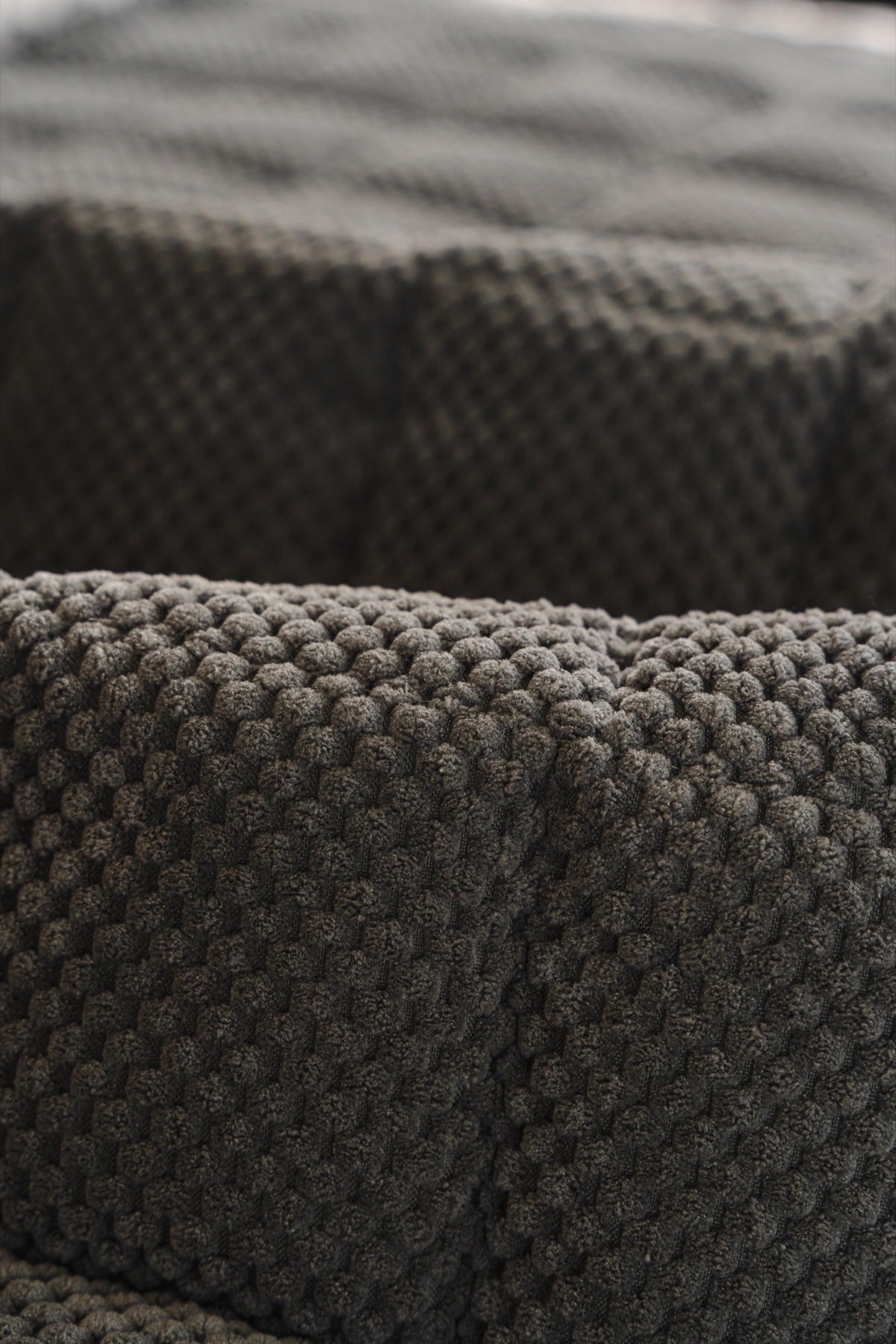 Sofa Decor Aspen Quilted Sherpa Sofa Seat Cover in Charcoal Grey Sherpa - quilted fabric and sherpa edge detail for quilted sofa seat covers in Australia