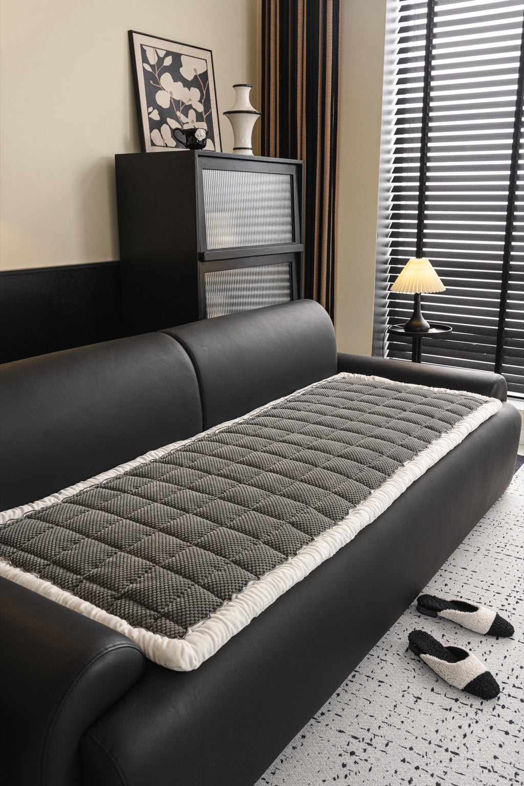 Sofa Decor Aspen Quilted Sherpa Sofa Seat Cover in Charcoal Grey Sherpa - styled quilted sofa seat cover for quilted sofa seat covers in Australia