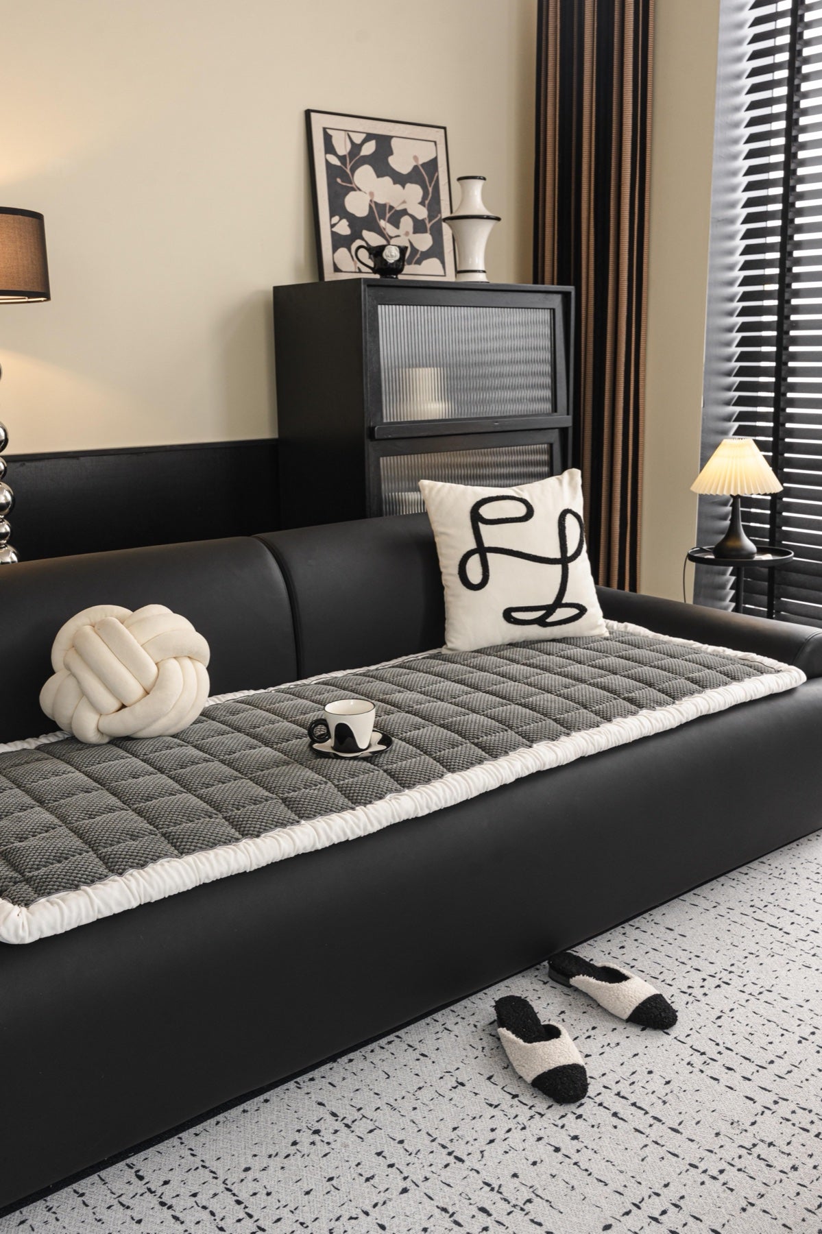 Sofa Decor Aspen Quilted Sherpa Sofa Seat Cover in Charcoal Grey Sherpa - styled quilted sofa seat cover for quilted sofa seat covers in Australia