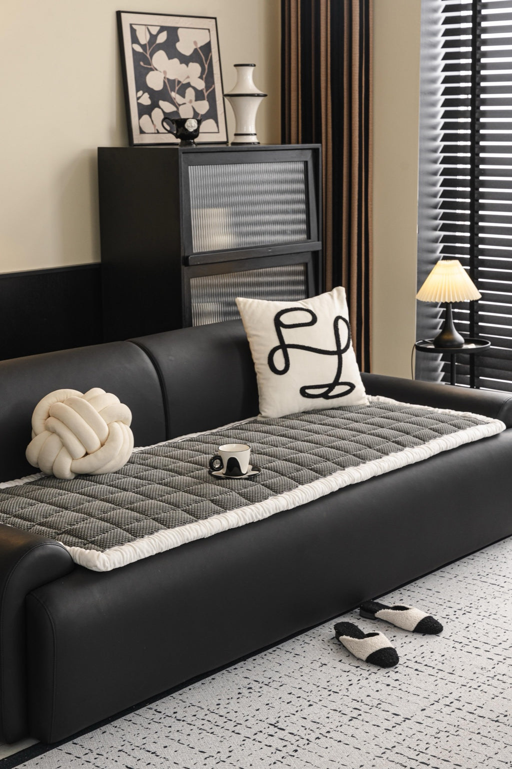 Sofa Decor Aspen Quilted Sherpa Sofa Seat Cover in Charcoal Grey Sherpa - styled quilted sofa seat cover for quilted sofa seat covers in Australia