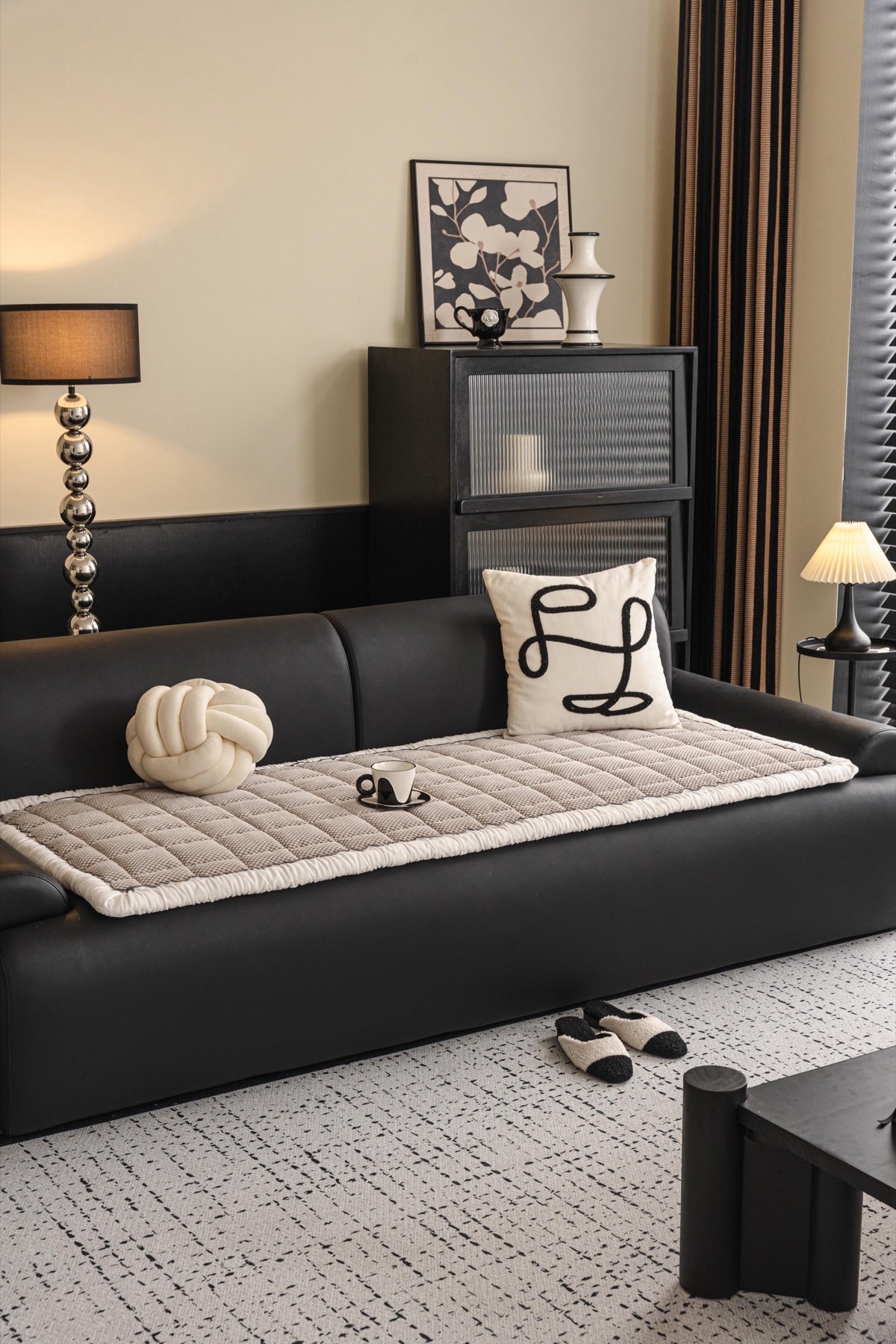 Sofa Decor Aspen Quilted Sherpa Sofa Seat Cover in Warm Taupe Sherpa - styled quilted sofa seat cover for quilted sofa seat covers in Australia