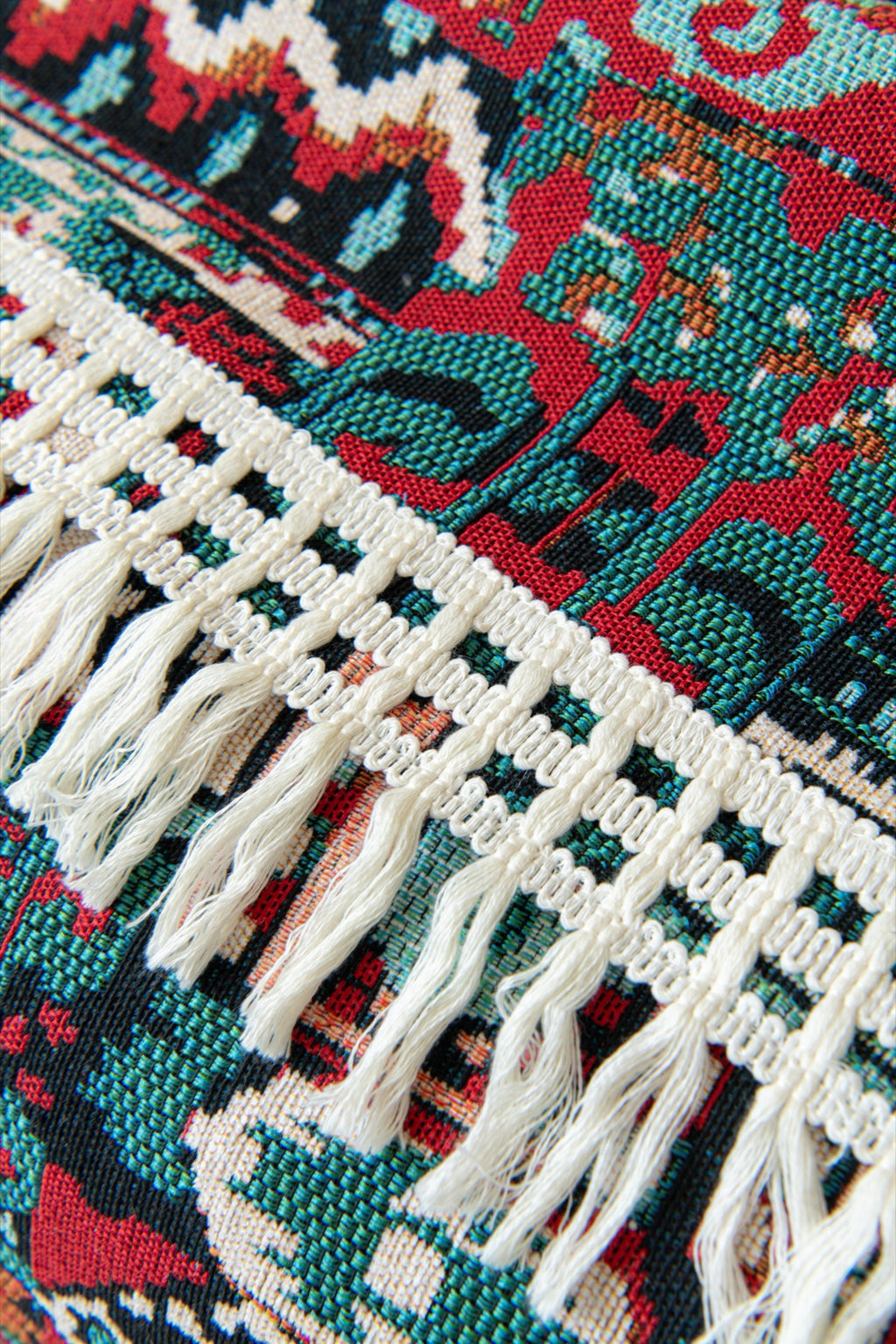 Sofa Decor Atlas Kilim Fringe Sofa Cover Piece - fabric texture and fringe detail for kilim fringe sofa cover piece in Australia, image 13