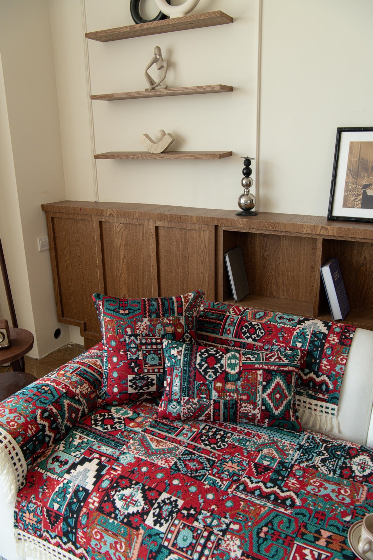Sofa Decor Atlas Kilim Fringe Sofa Cover Piece - styled sofa fit view for kilim fringe sofa cover piece in Australia, image 15