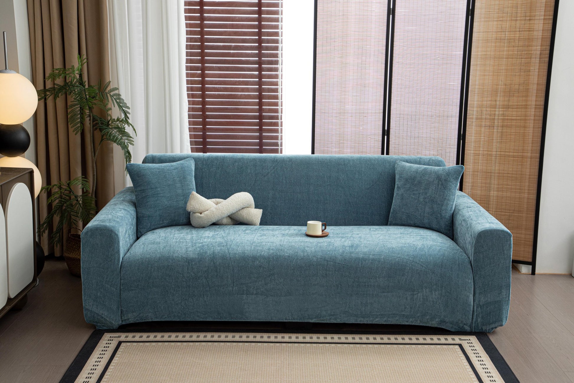 Sofa Decor Marlow Chenille Stretch Sofa Cover lifestyle product image for weather resistant sofa cover in Australia