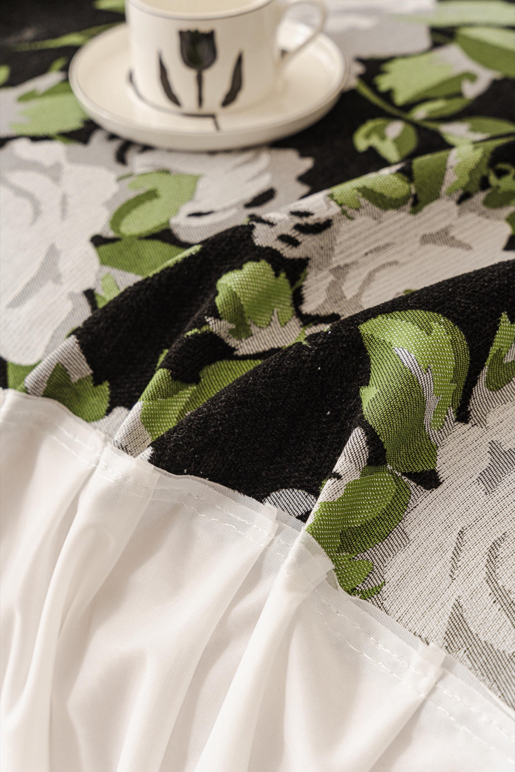 Sofa Decor Camellia Skirted Floral Sofa Throw Cover in Midnight Floral - floral fabric and skirt edge detail for floral sofa throw covers in Australia
