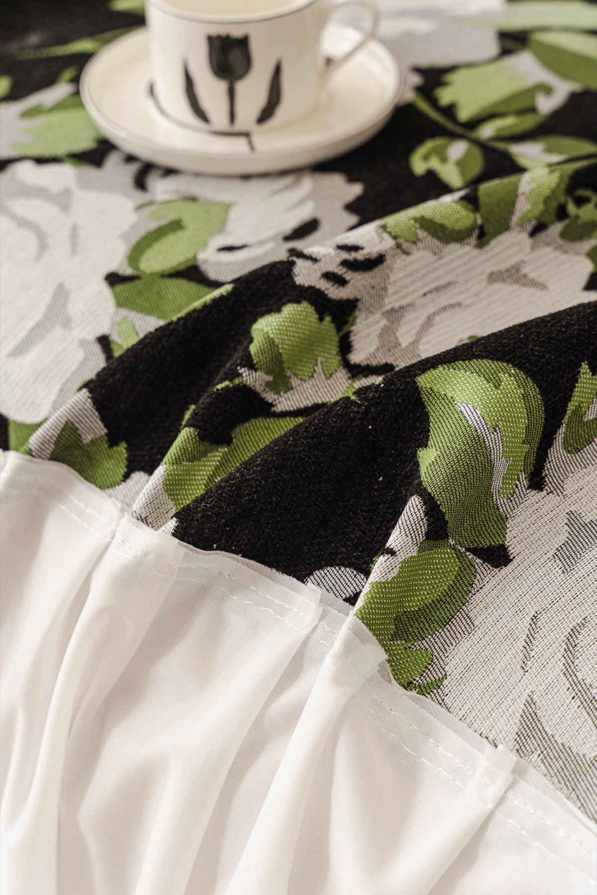 Sofa Decor Camellia Skirted Floral Sofa Throw Cover in Midnight Floral - floral fabric and skirt edge detail for floral sofa throw covers in Australia