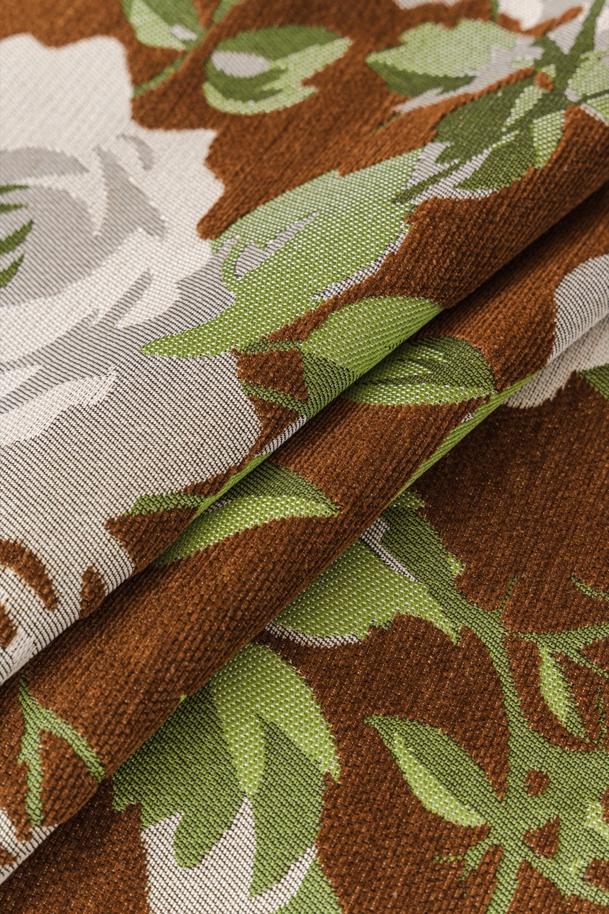 Sofa Decor Camellia Skirted Floral Sofa Throw Cover in Olive Cocoa Floral - floral fabric and skirt edge detail for floral sofa throw covers in Australia