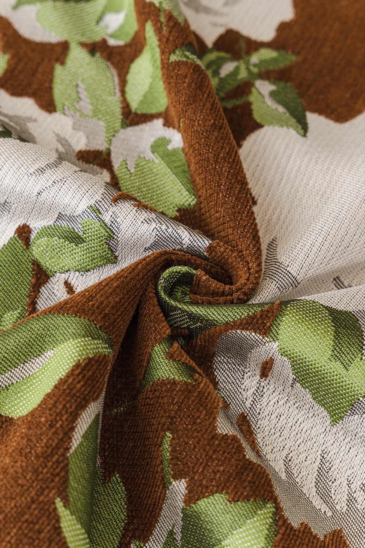 Sofa Decor Camellia Skirted Floral Sofa Throw Cover in Olive Cocoa Floral - floral fabric and skirt edge detail for floral sofa throw covers in Australia