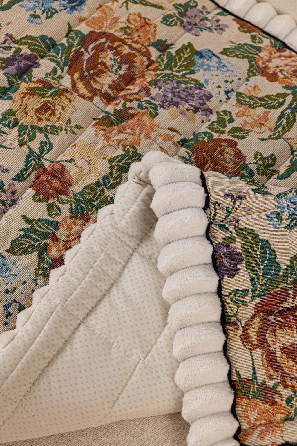 Sofa Decor Celeste Floral Jacquard Sofa Seat Cover in Ivory Garden Floral - floral jacquard fabric detail for floral sofa seat covers in Australia