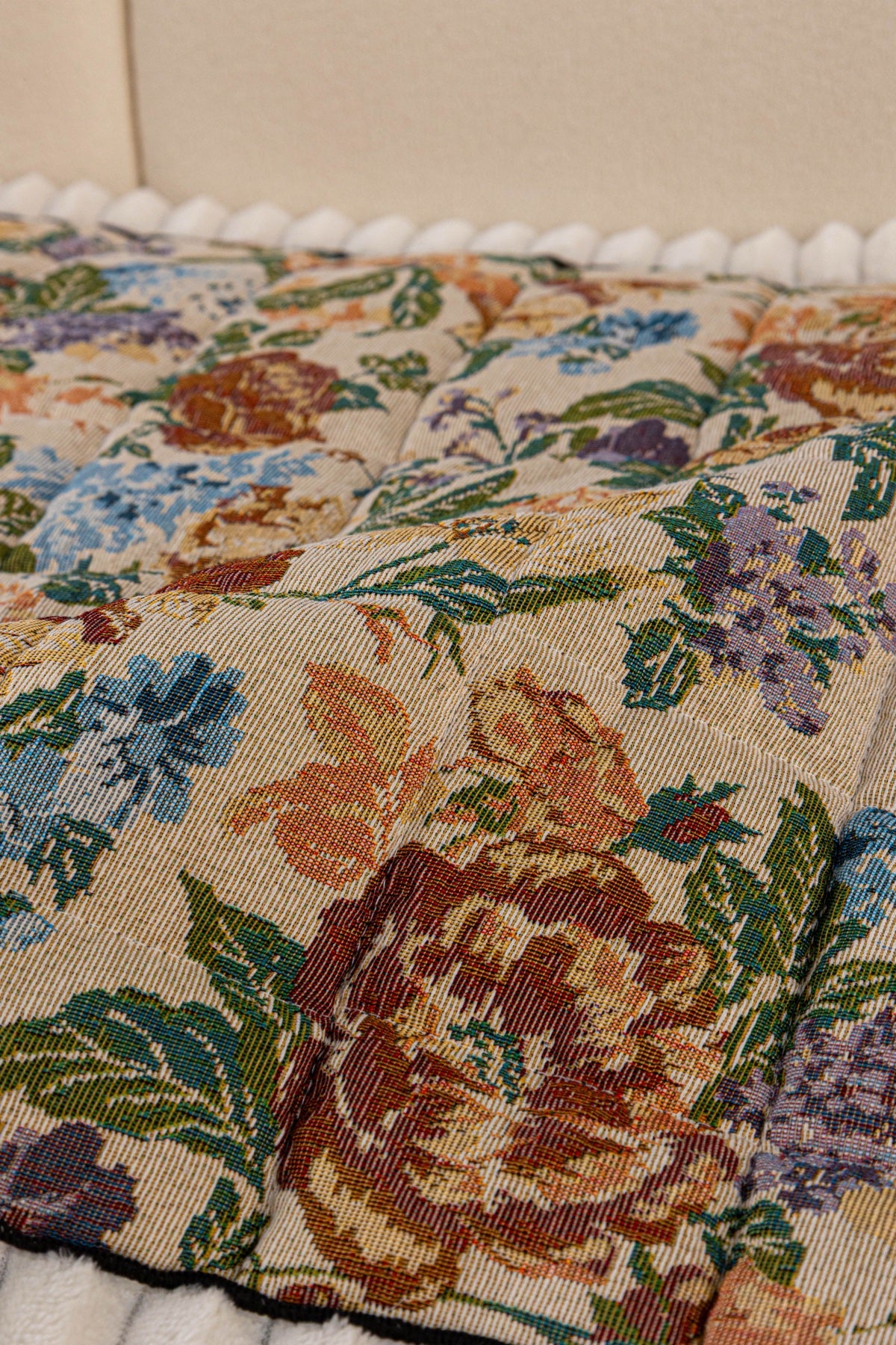 Sofa Decor Celeste Floral Jacquard Sofa Seat Cover in Ivory Garden Floral - floral jacquard fabric detail for floral sofa seat covers in Australia