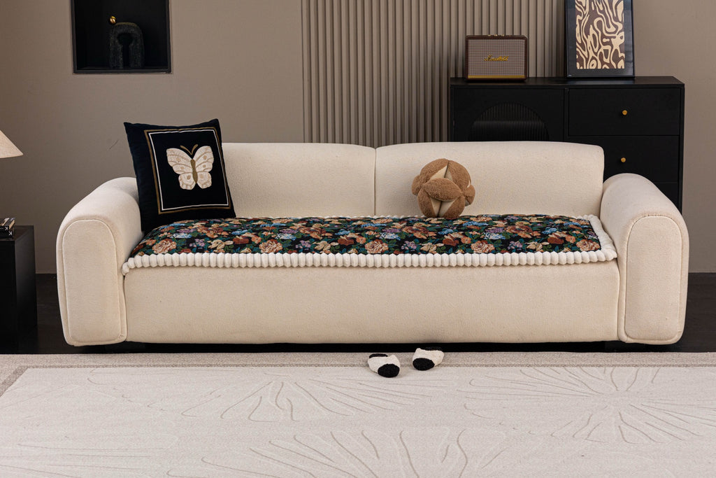 Sofa Decor Celeste Floral Jacquard Sofa Seat Cover in Midnight Garden Floral - front sofa fit view for floral sofa seat covers in Australia