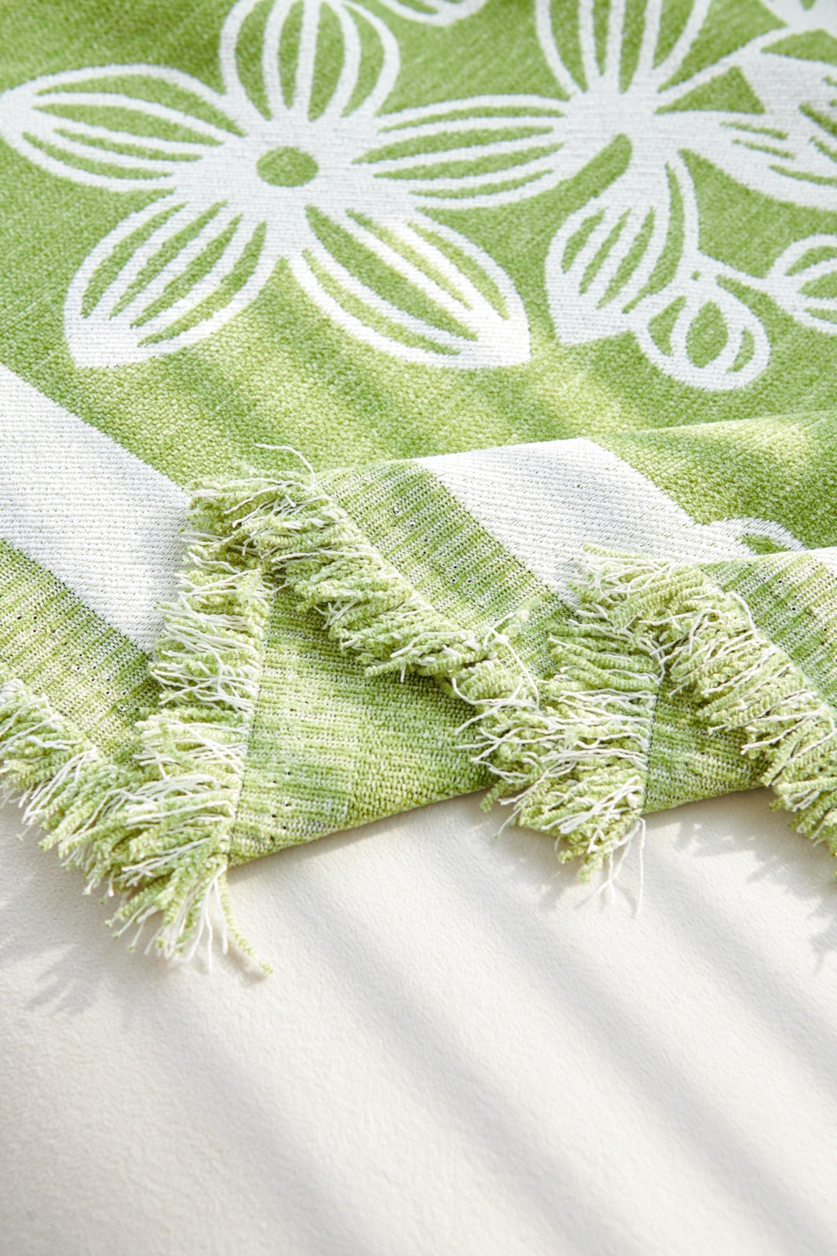 Sofa Decor Celia Floral Vine Fringe Sofa Throw Cover in Apple Green - floral vine sofa throw cover fabric and edge detail in Australia, image 25