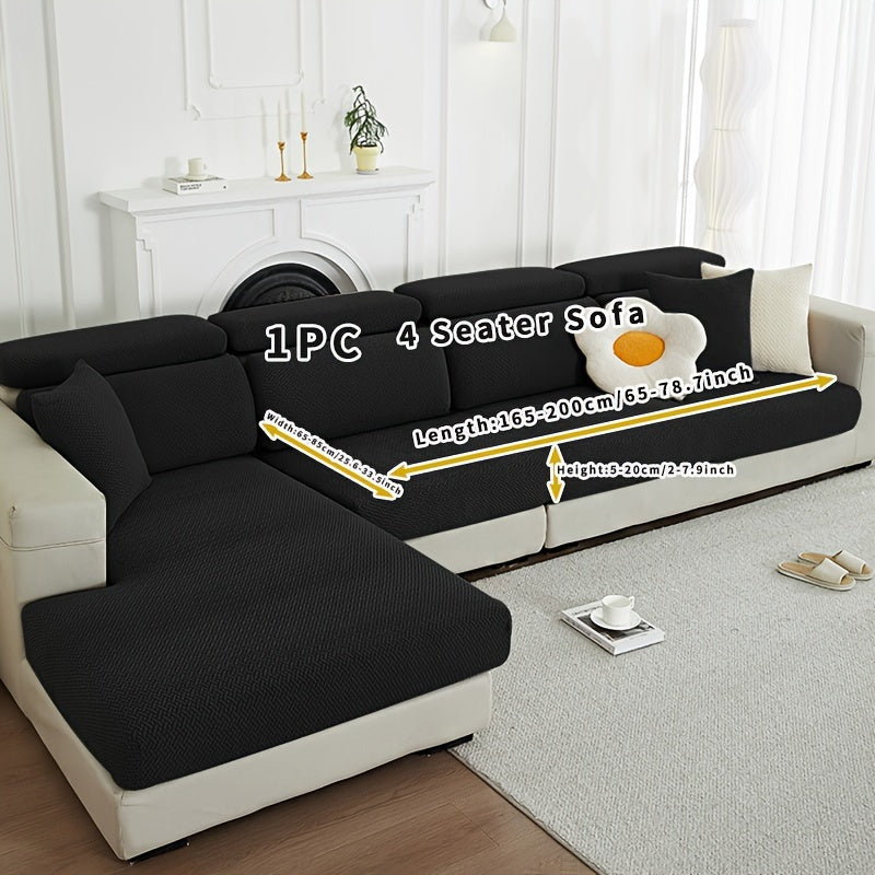 Ashford black long seat cushion cover labelled 1PC 4 Seater Sofa