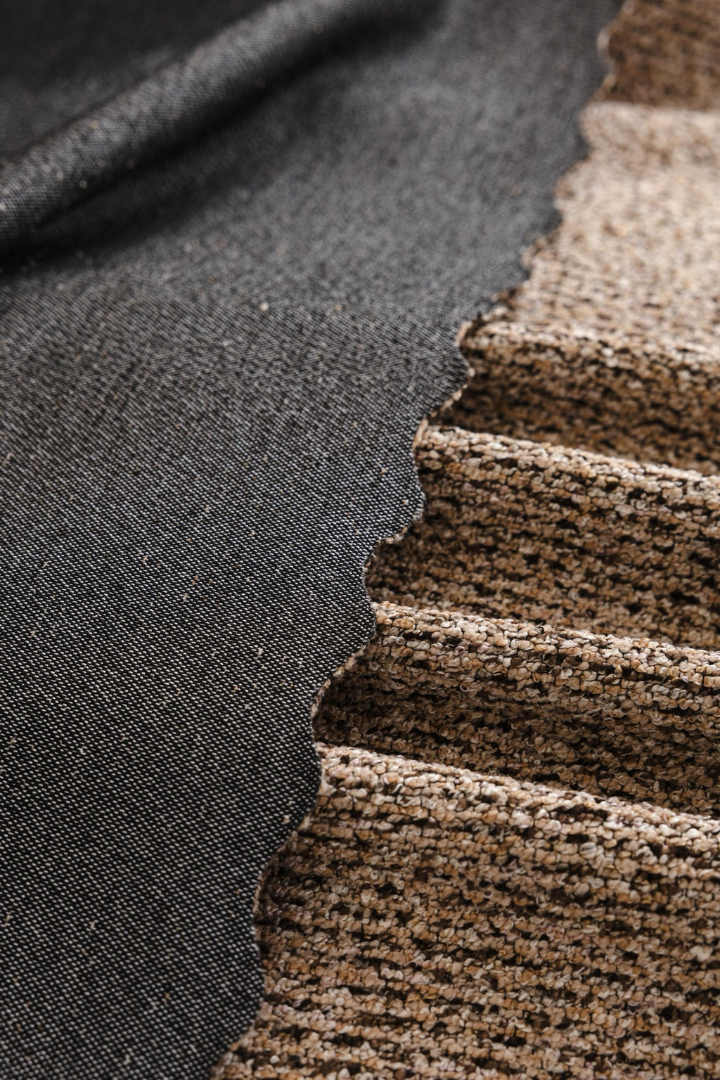 Sofa Decor Como Textured Boucle Fringe Sofa Throw Cover in Charcoal Grey - textured boucle sofa throw cover fabric and edge detail in Australia, image 1