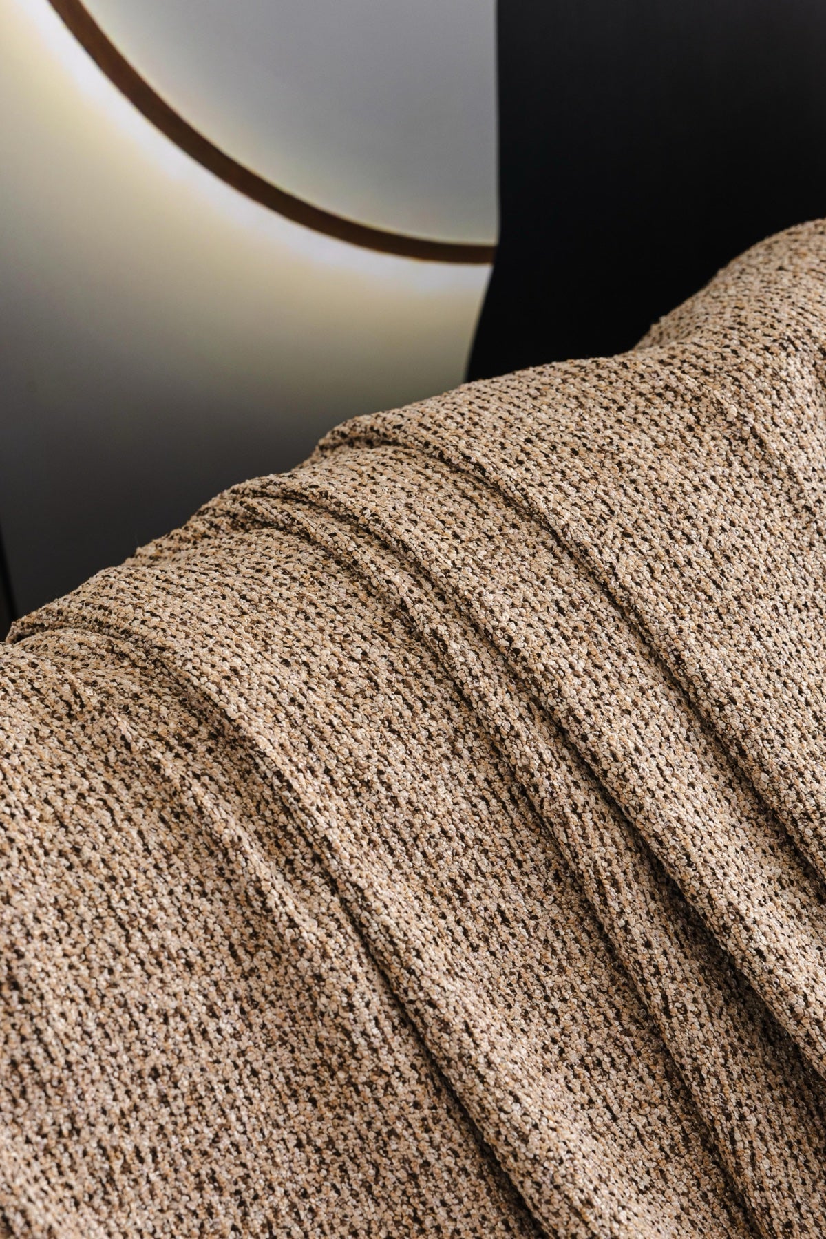 Sofa Decor Como Textured Boucle Fringe Sofa Throw Cover in Warm Taupe - textured boucle sofa throw cover styled couch cover in Australia, image 6
