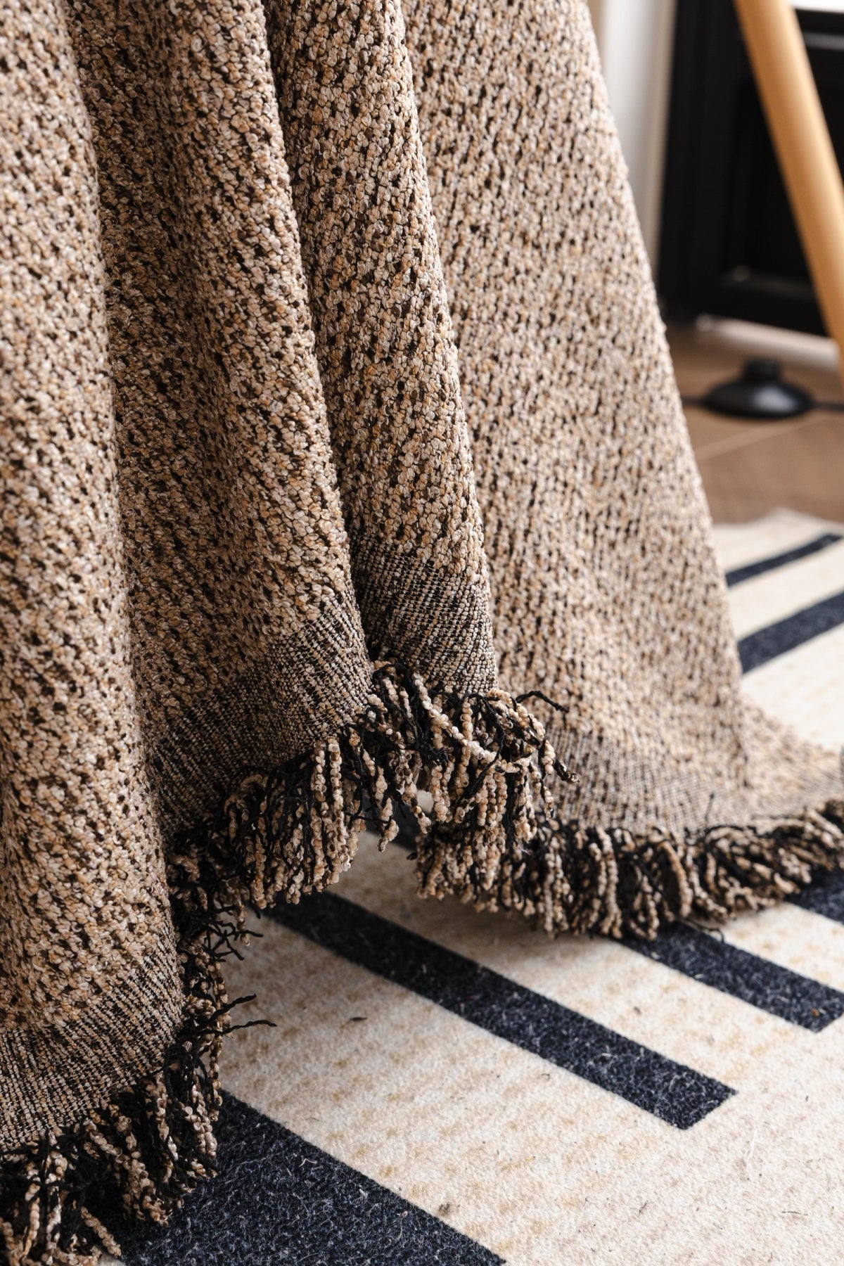Sofa Decor Como Textured Boucle Fringe Sofa Throw Cover in Warm Taupe - textured boucle sofa throw cover styled couch cover in Australia, image 11