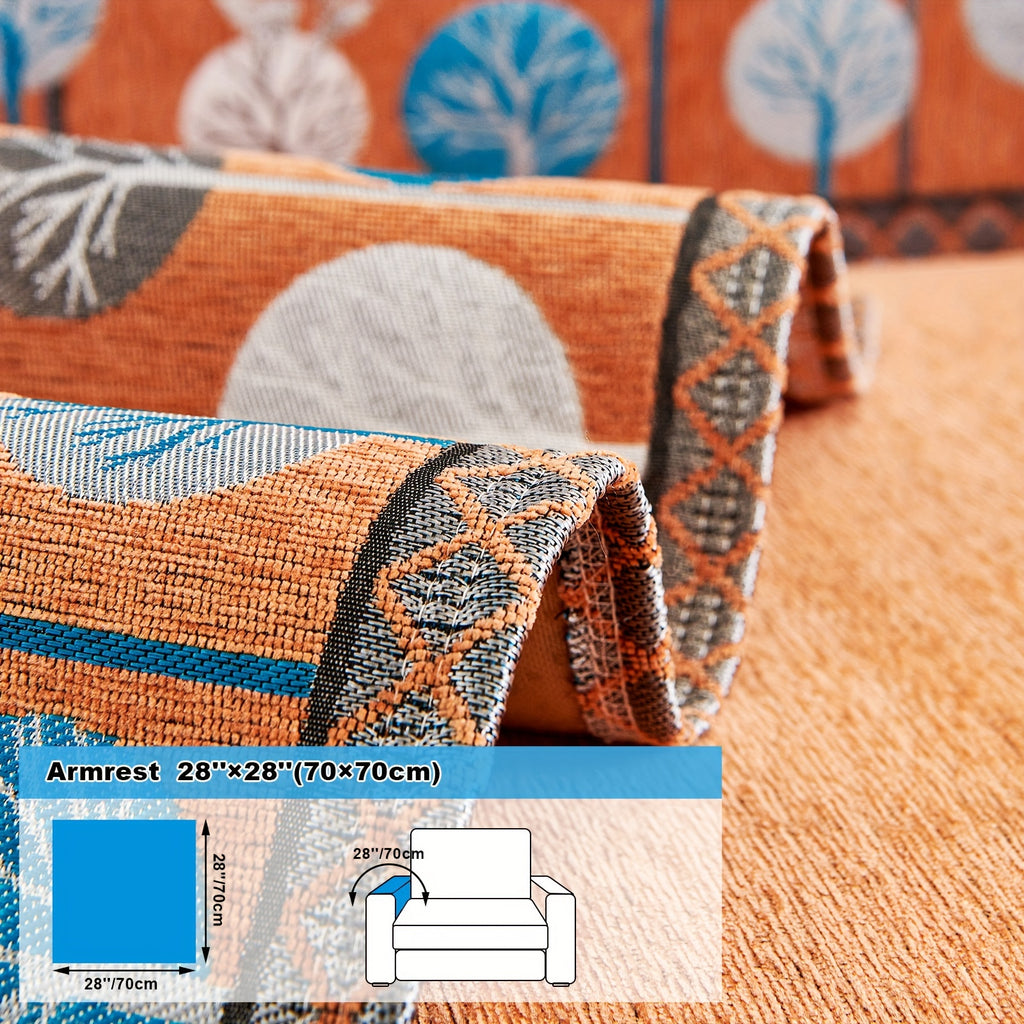 Folded Sienna fabric in Orange, with an Armrest diagram labelled 70 × 70 cm
