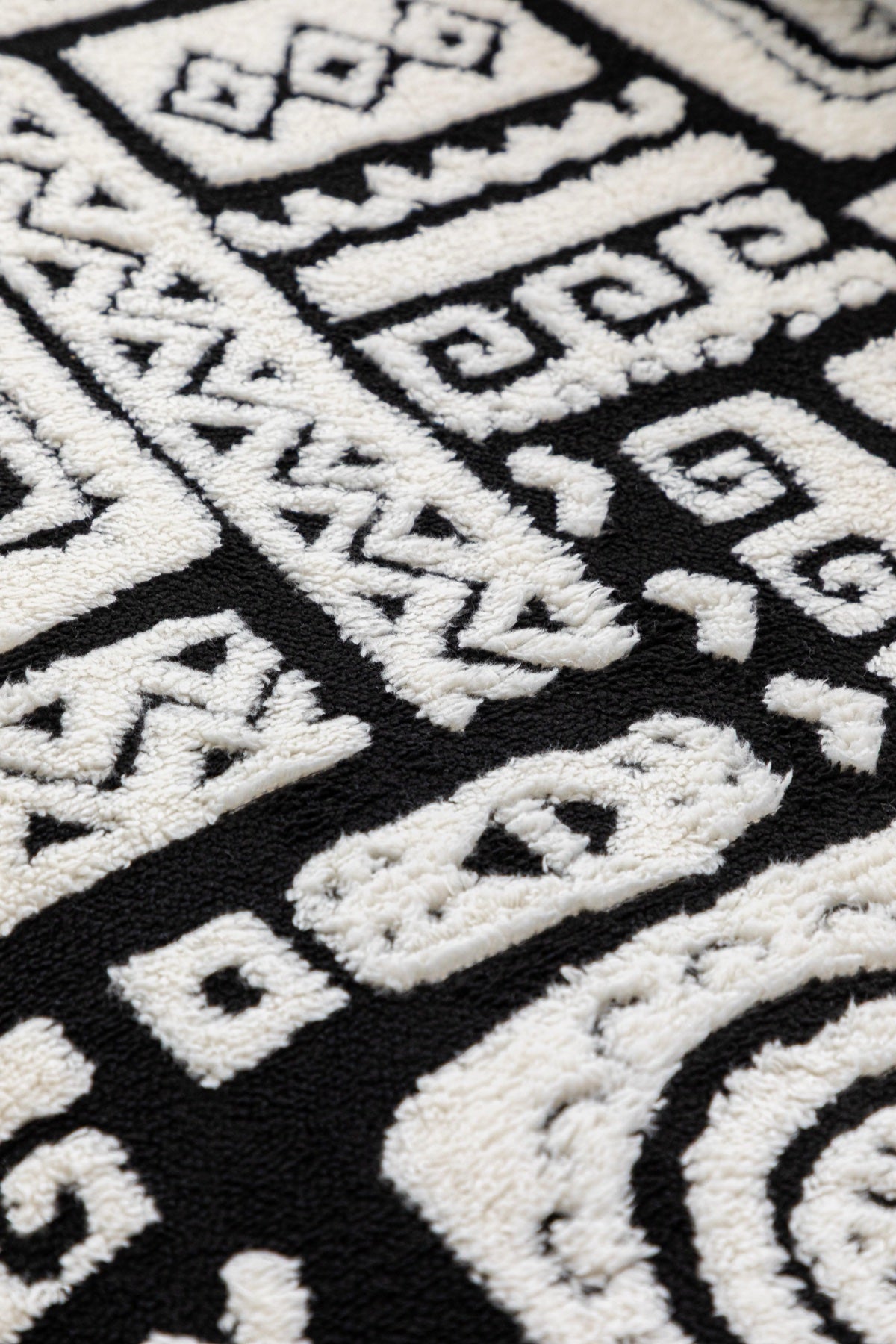 Sofa Decor Elara Geometric Plush Sofa Seat Cover in Black Ivory - detail image for geometric plush couch cover pieces in Australia