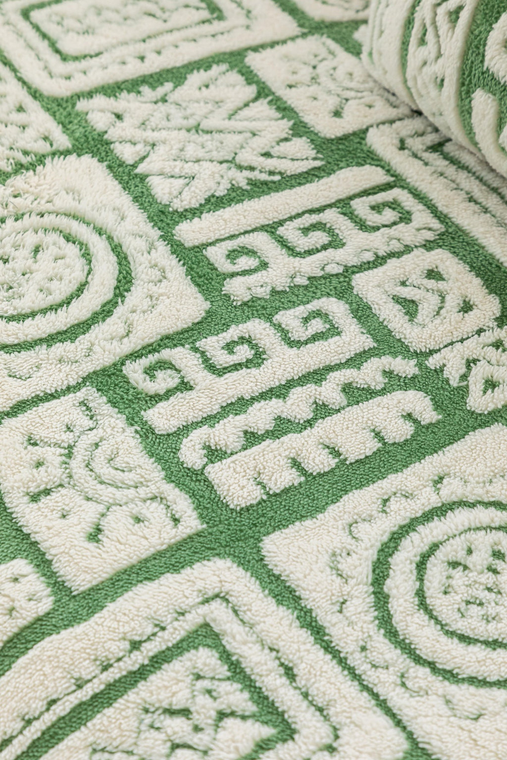 Sofa Decor Elara Geometric Plush Sofa Seat Cover in Sage Green - detail image for geometric plush couch cover pieces in Australia