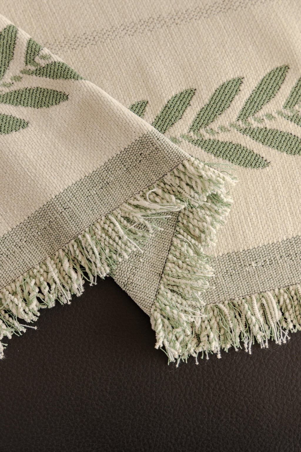 Sofa Decor Elowen Olive Border Sofa Throw Cover in Olive Border - olive border sofa throw cover fabric and edge detail in Australia, image 11
