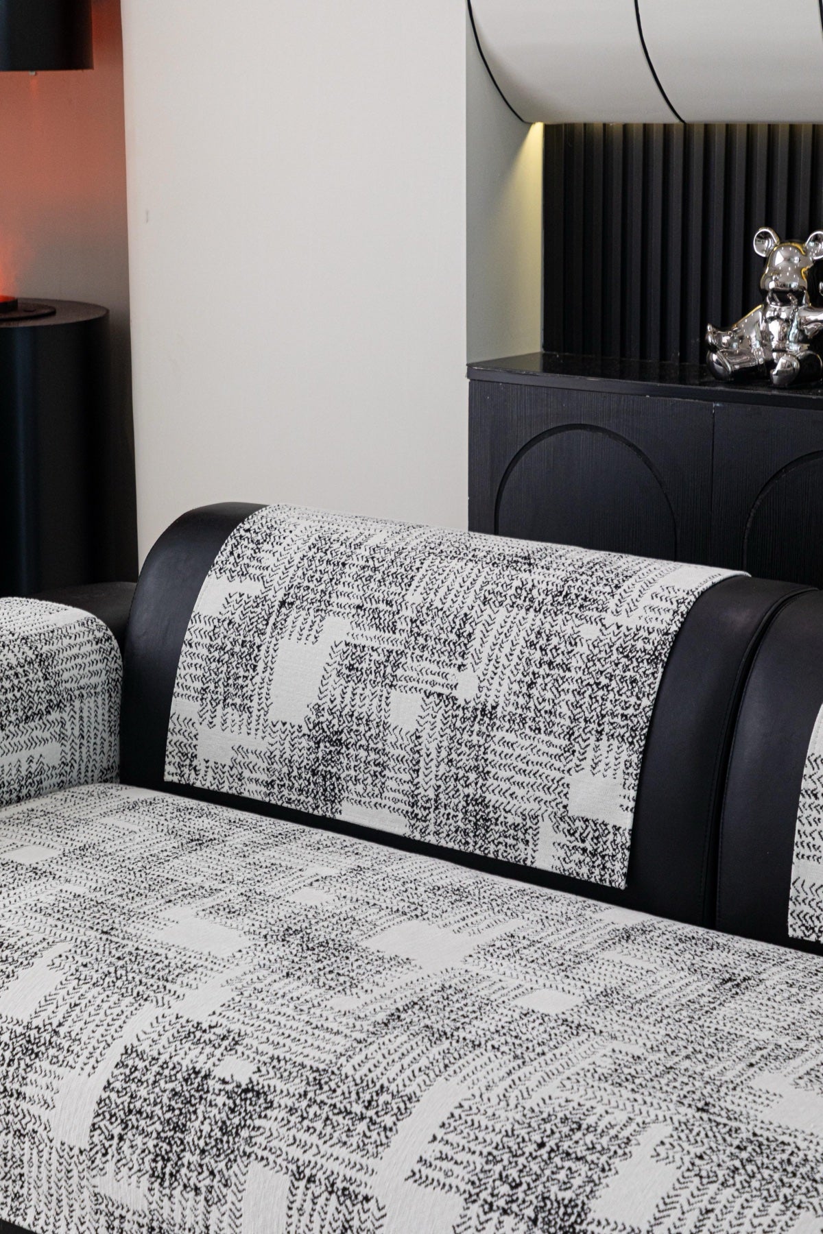 Sofa Decor Hampton Plaid Jacquard Sofa Seat Cover in Silver Grey Plaid - styled sofa image for plaid sofa seat covers in Australia
