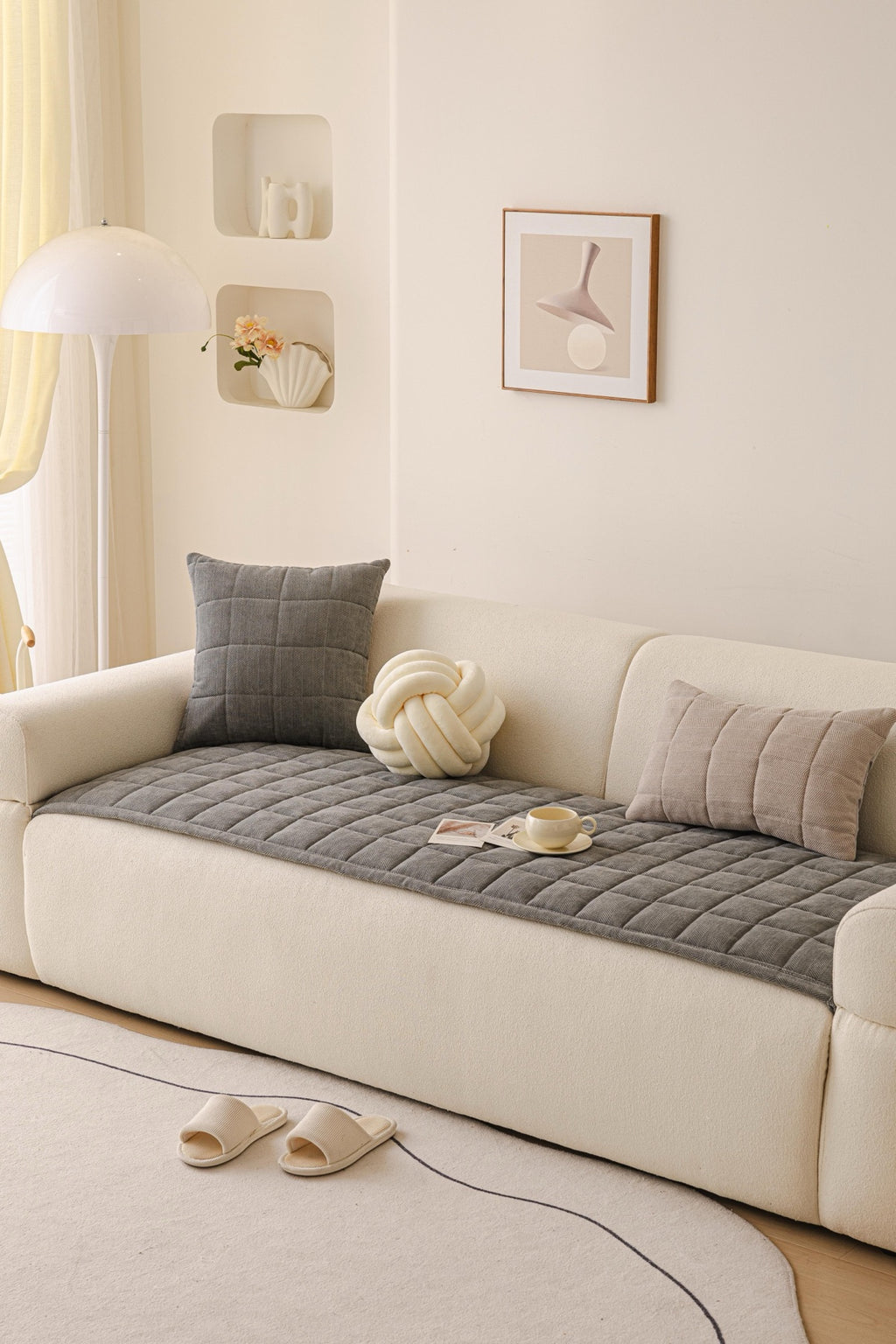 Sofa Decor Haven Quilted Corduroy Sofa Cover Piece in Charcoal Grey - styled quilted sofa cover piece for quilted corduroy sofa cover pieces in Australia, image 5