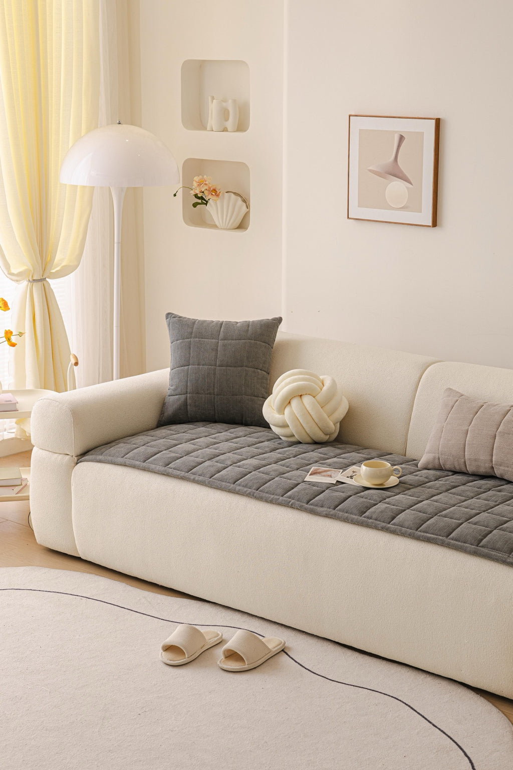Sofa Decor Haven Quilted Corduroy Sofa Cover Piece in Charcoal Grey - styled quilted sofa cover piece for quilted corduroy sofa cover pieces in Australia, image 6