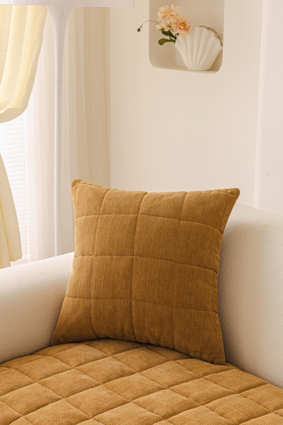 Sofa Decor Haven Quilted Corduroy Sofa Cover Piece in Ochre Gold - styled quilted sofa cover piece for quilted corduroy sofa cover pieces in Australia, image 21