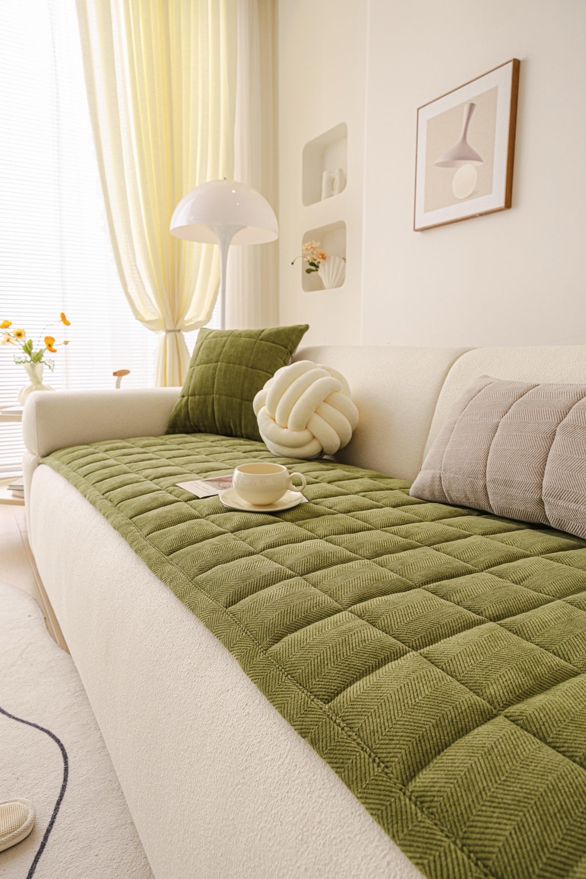 Sofa Decor Haven Quilted Corduroy Sofa Cover Piece in Olive Green - styled quilted sofa cover piece for quilted corduroy sofa cover pieces in Australia, image 28