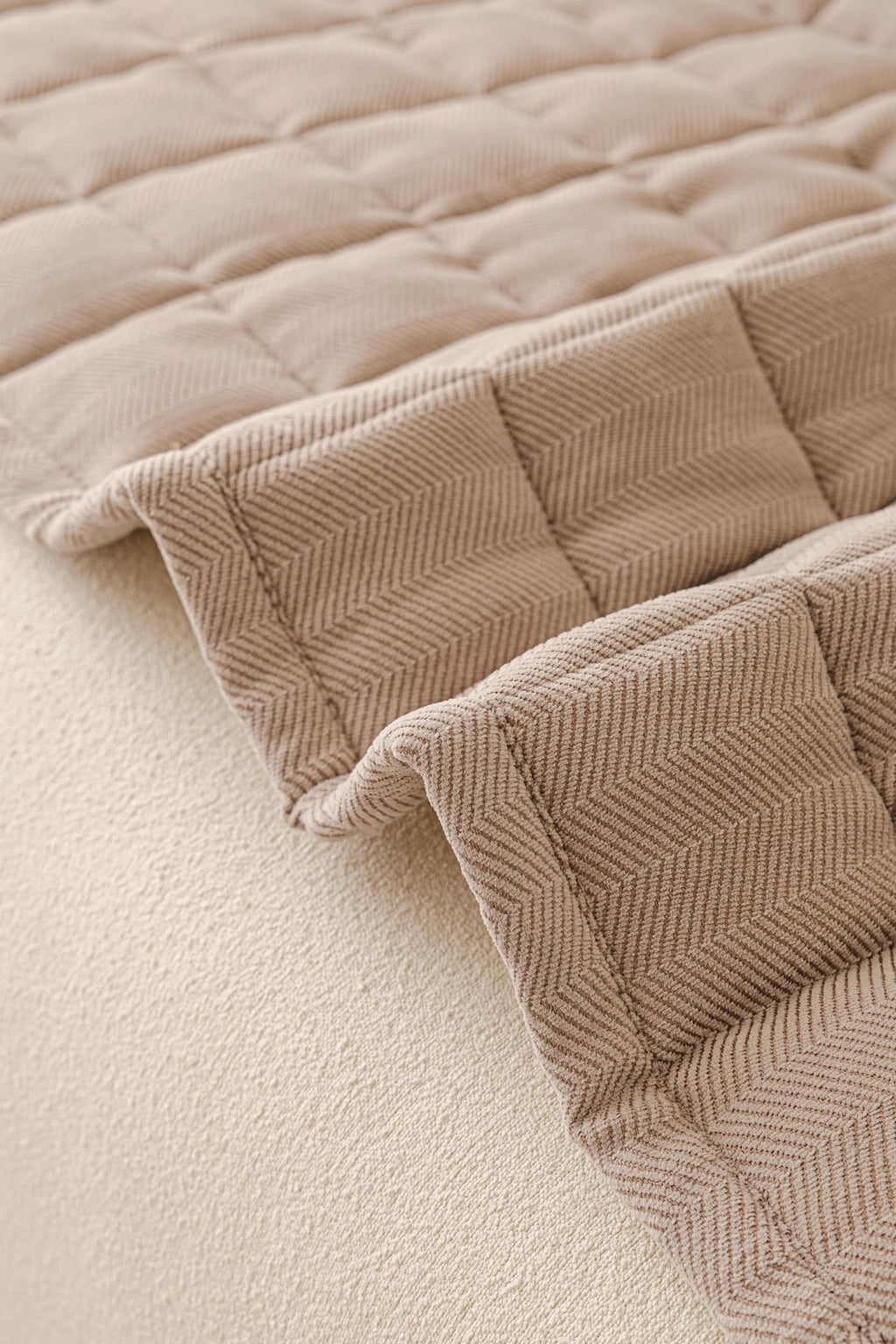 Sofa Decor Haven Quilted Corduroy Sofa Cover Piece in Warm Taupe - quilted corduroy fabric detail for quilted corduroy sofa cover pieces in Australia, image 54