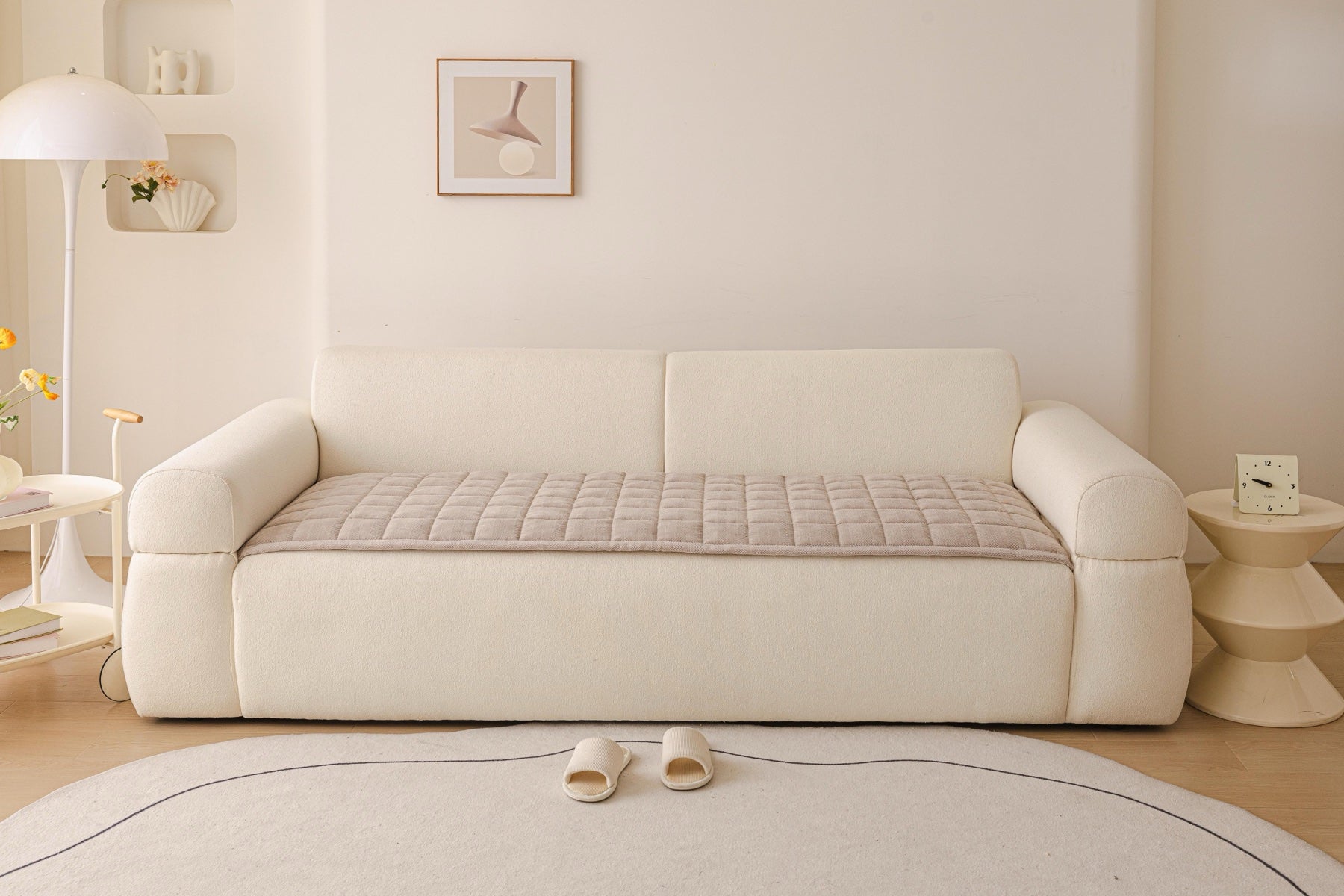 Sofa Decor Haven Quilted Corduroy Sofa Cover Piece in Warm Taupe - front sofa fit view for quilted corduroy sofa cover pieces in Australia, image 47