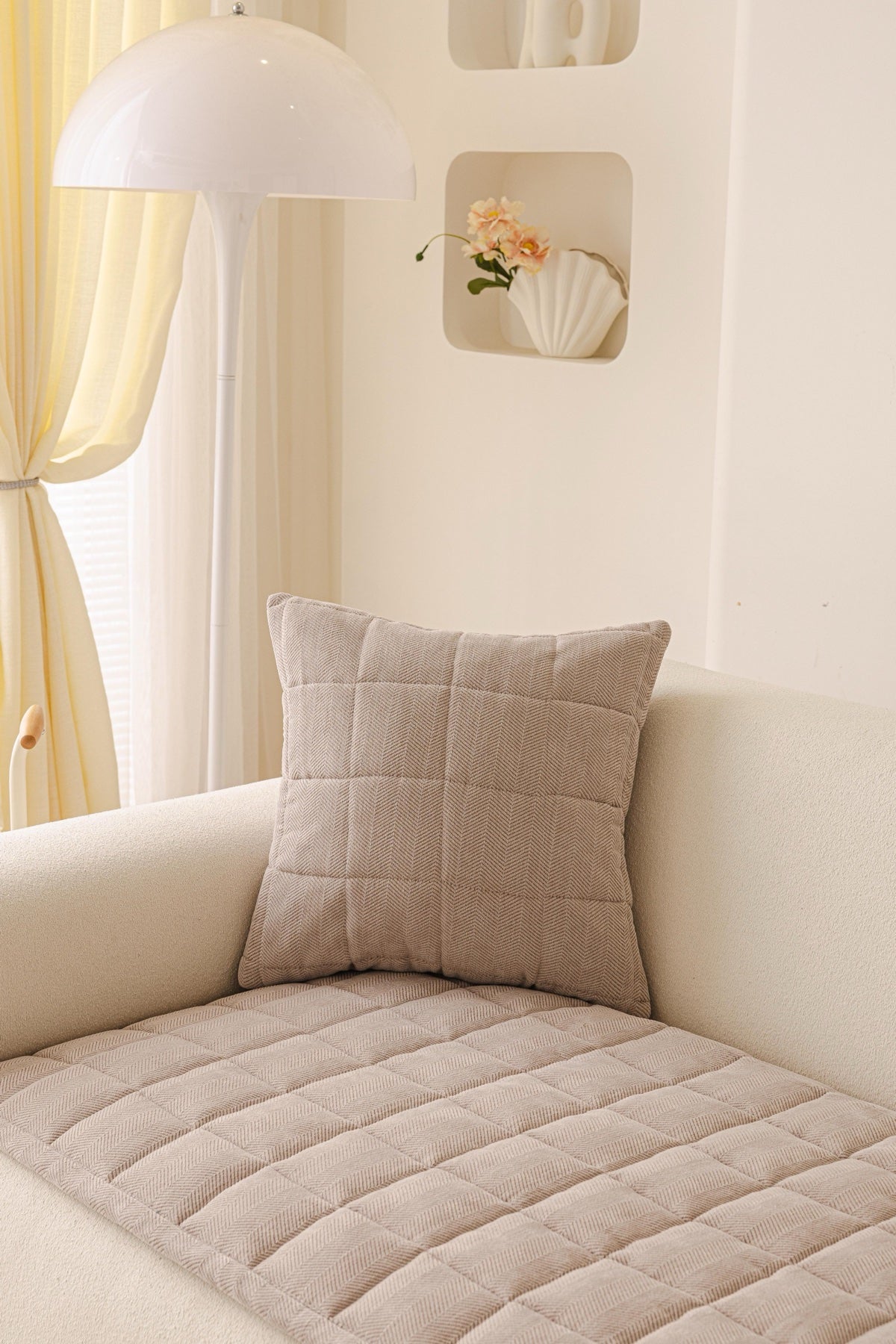 Sofa Decor Haven Quilted Corduroy Sofa Cover Piece in Warm Taupe - styled quilted sofa cover piece for quilted corduroy sofa cover pieces in Australia, image 48