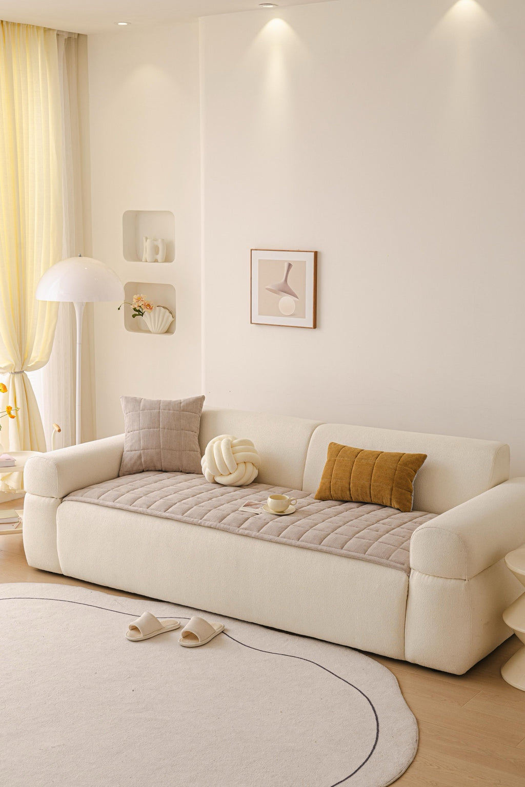 Sofa Decor Haven Quilted Corduroy Sofa Cover Piece in Warm Taupe - styled quilted sofa cover piece for quilted corduroy sofa cover pieces in Australia, image 41
