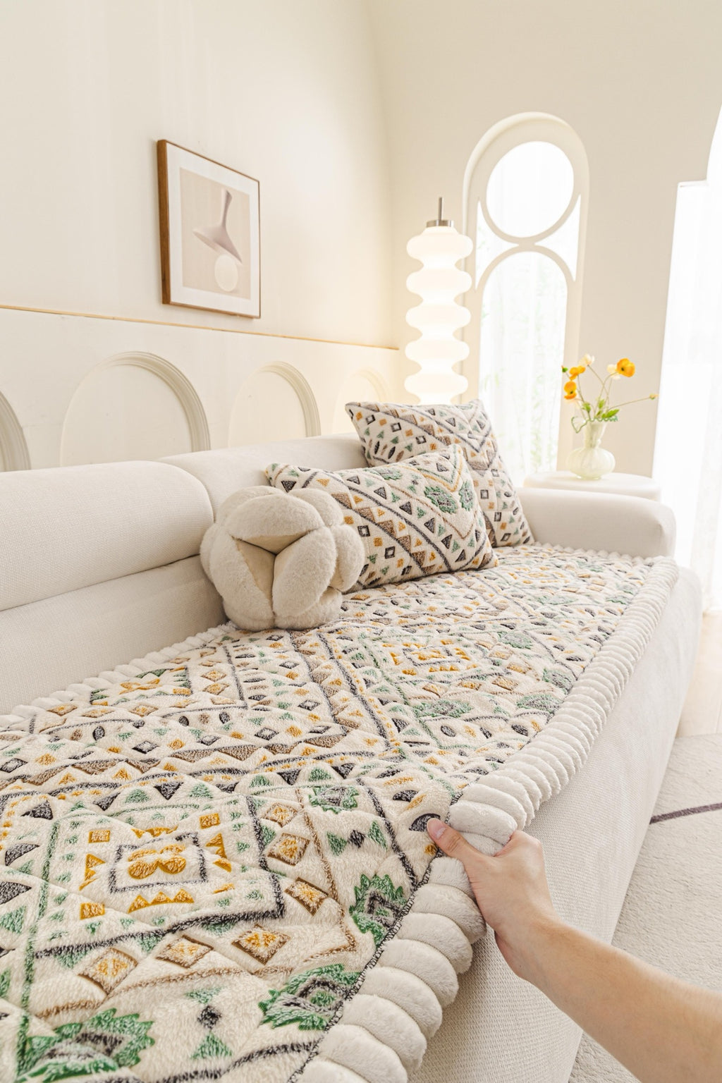 Sofa Decor Liora Pom Edge Boho Sofa Seat Cover - sofa cover piece styling for boho sofa cover piece in Australia, image 3