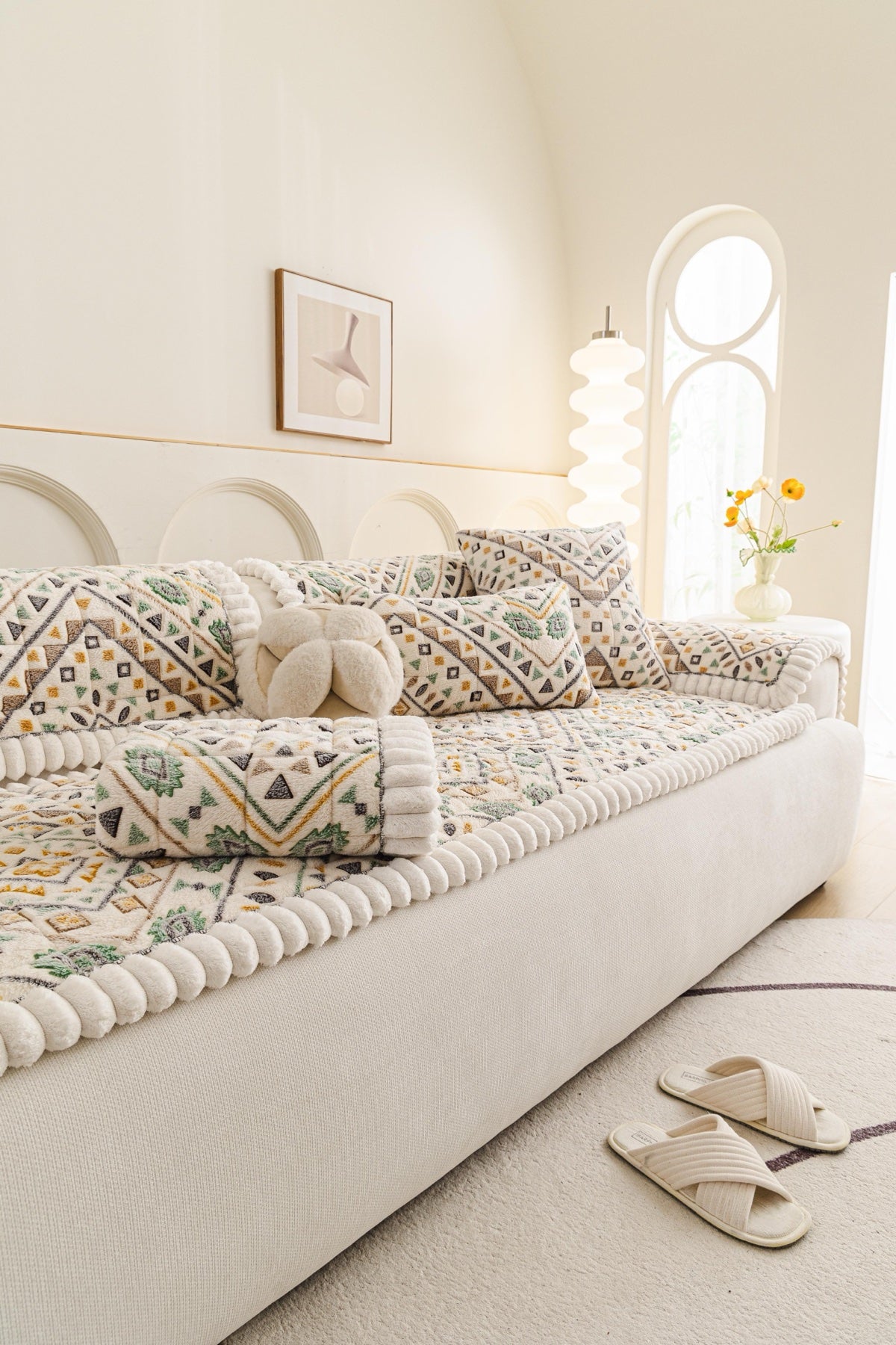Sofa Decor Liora Pom Edge Boho Sofa Seat Cover - sofa cover piece styling for boho sofa cover piece in Australia, image 6