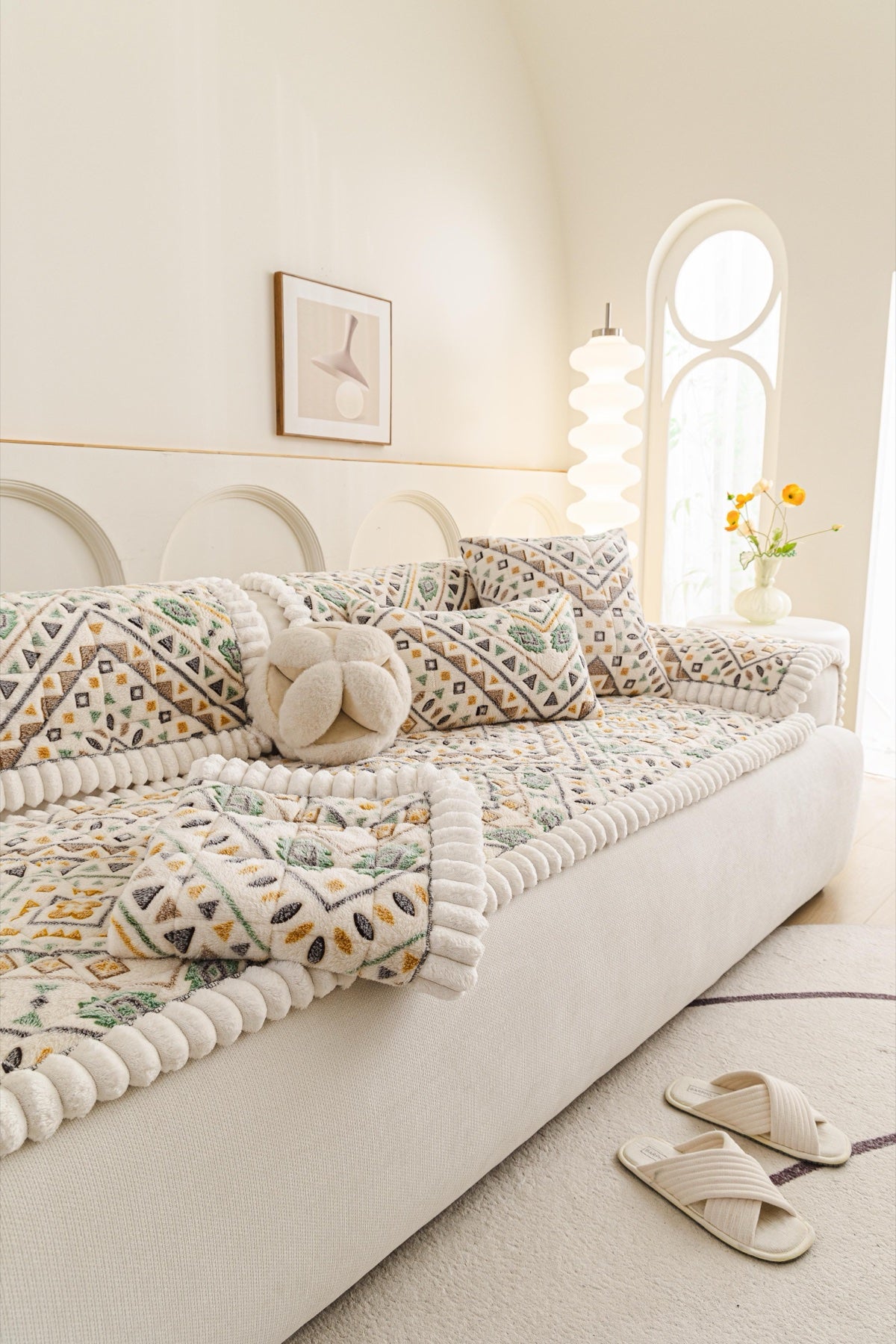 Sofa Decor Liora Pom Edge Boho Sofa Seat Cover - sofa cover piece styling for boho sofa cover piece in Australia, image 7