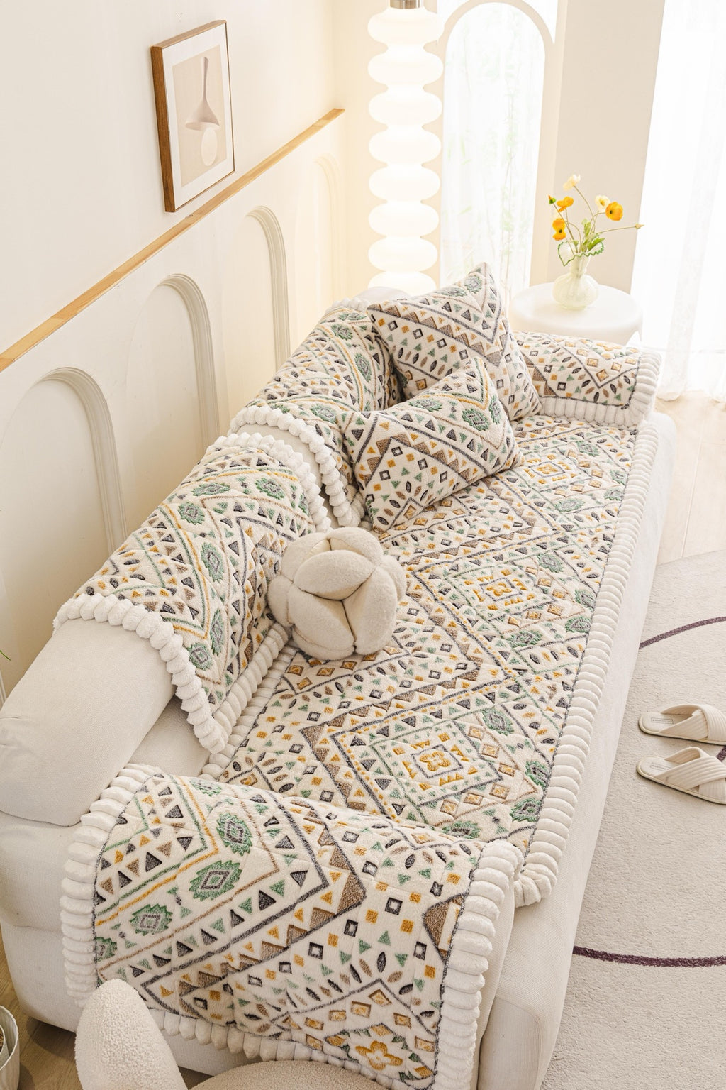 Sofa Decor Liora Pom Edge Boho Sofa Seat Cover - sofa cover piece styling for boho sofa cover piece in Australia, image 10