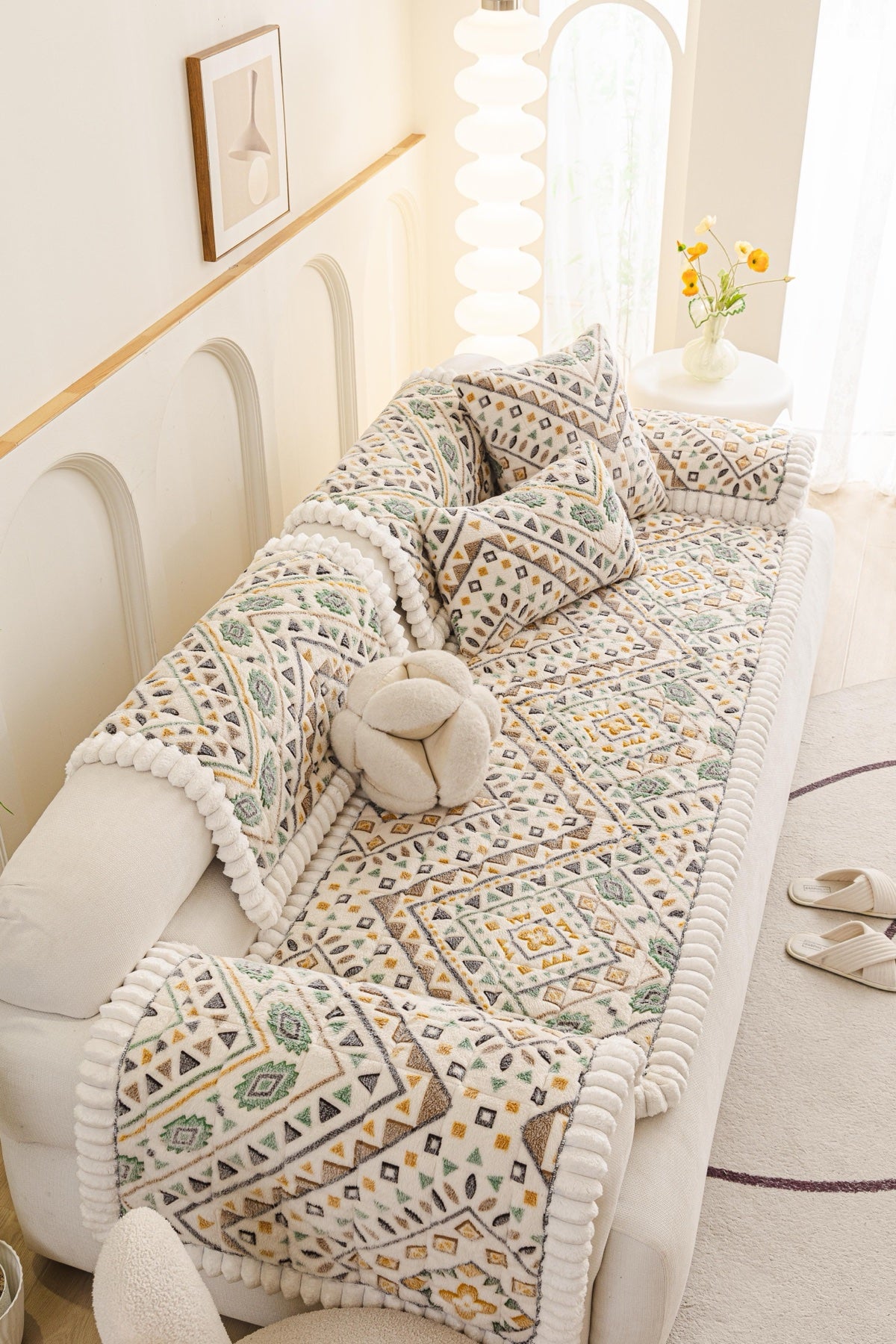 Sofa Decor Liora Pom Edge Boho Sofa Seat Cover - sofa cover piece styling for boho sofa cover piece in Australia, image 10