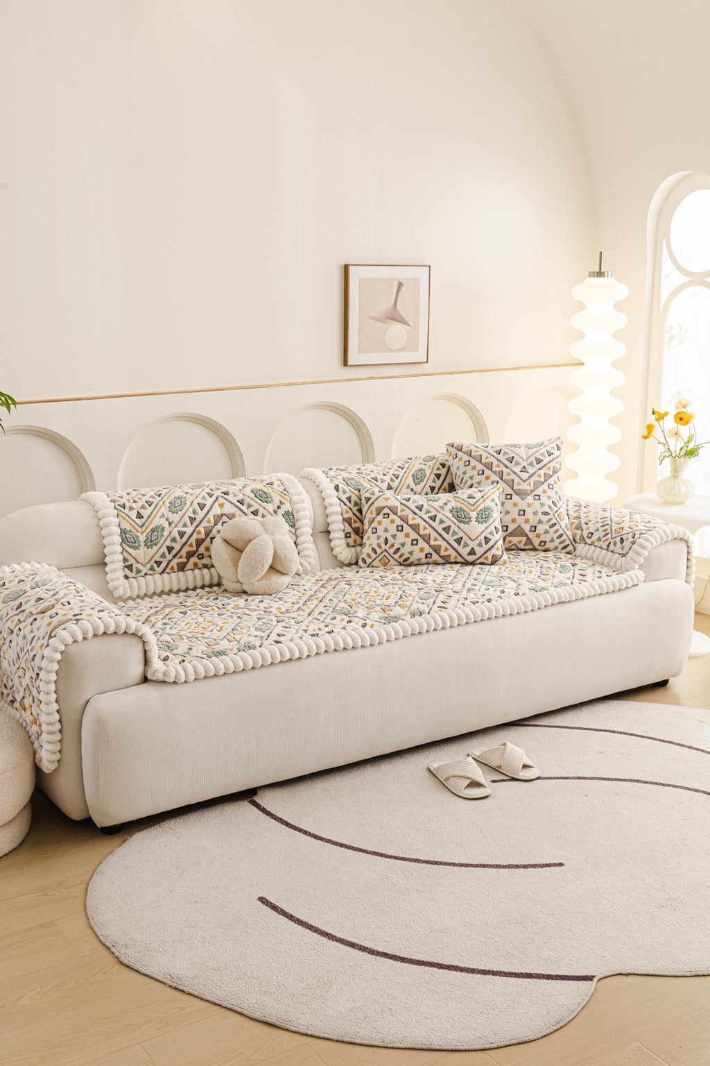 Sofa Decor Liora Pom Edge Boho Sofa Seat Cover - sofa cover piece styling for boho sofa cover piece in Australia, image 11