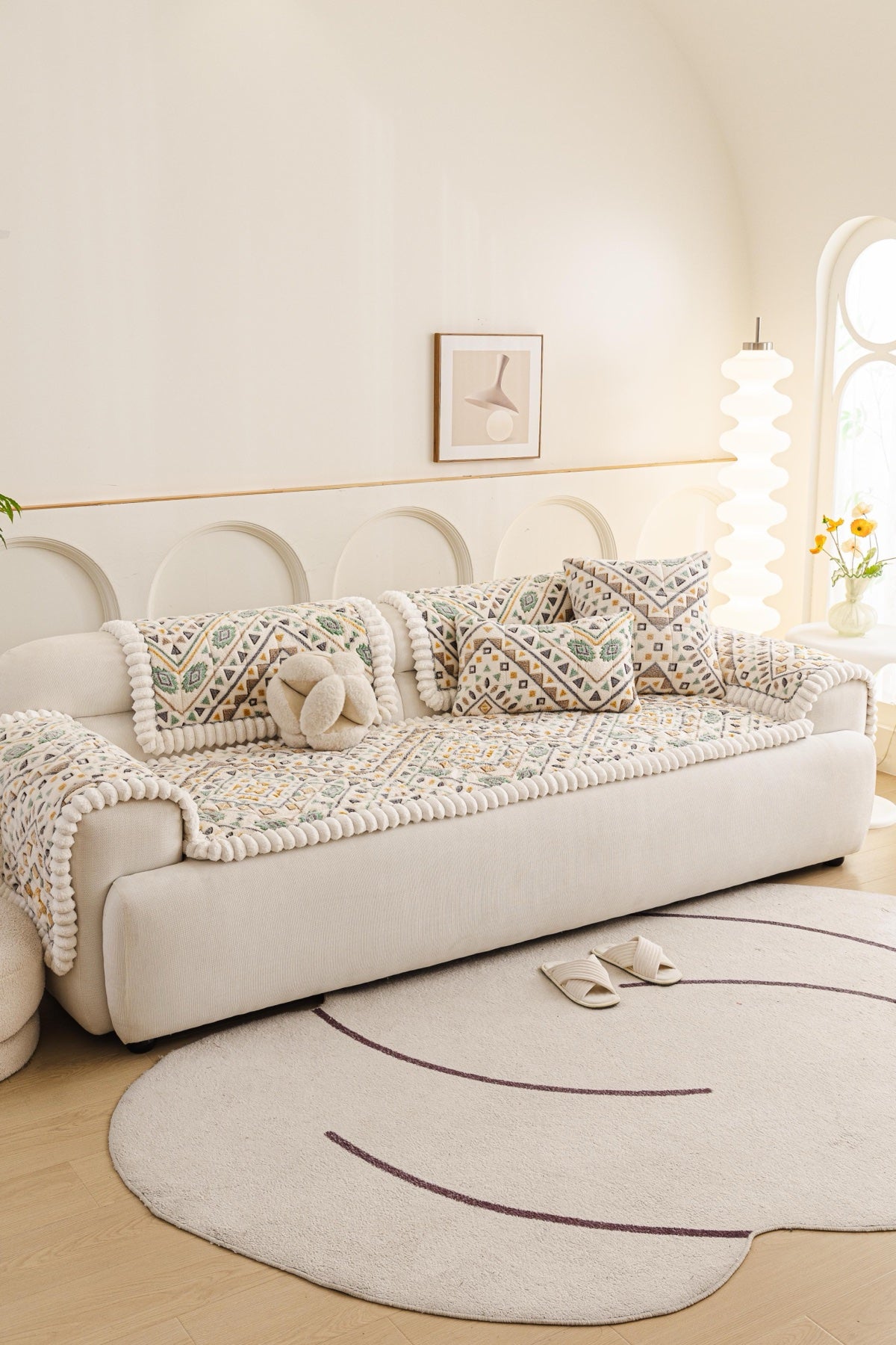 Sofa Decor Liora Pom Edge Boho Sofa Seat Cover - sofa cover piece styling for boho sofa cover piece in Australia, image 11
