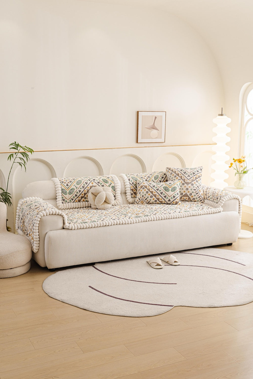 Sofa Decor Liora Pom Edge Boho Sofa Seat Cover - sofa cover piece styling for boho sofa cover piece in Australia, image 12