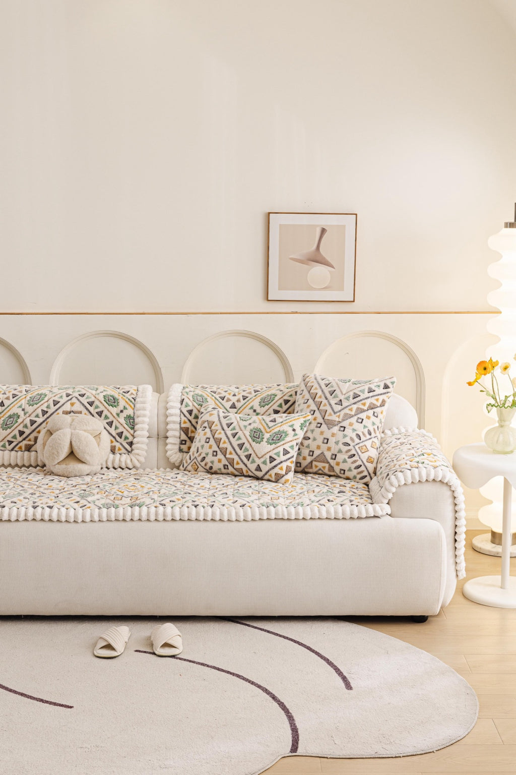 Sofa Decor Liora Pom Edge Boho Sofa Seat Cover - sofa cover piece styling for boho sofa cover piece in Australia, image 14