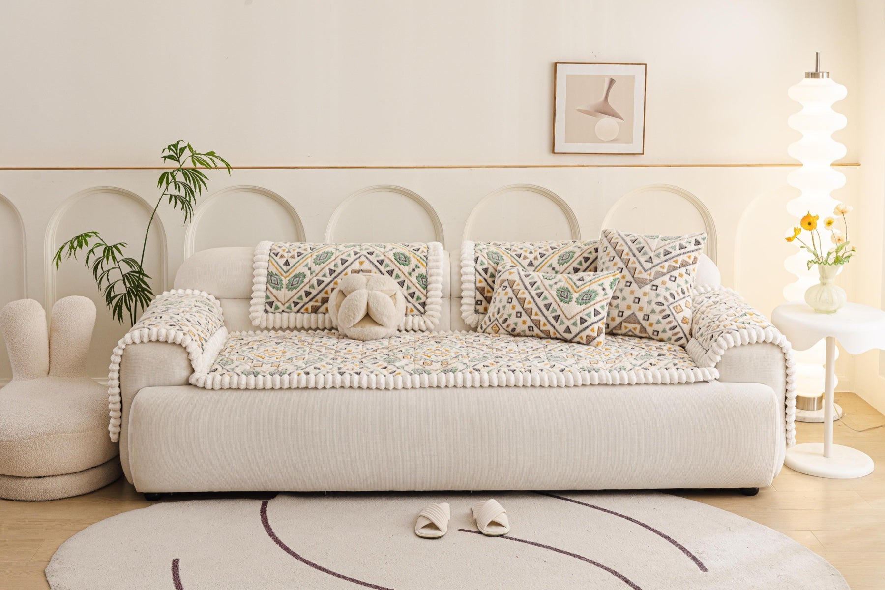 Sofa Decor Liora Pom Edge Boho Sofa Seat Cover - sofa cover piece styling for boho sofa cover piece in Australia, image 15