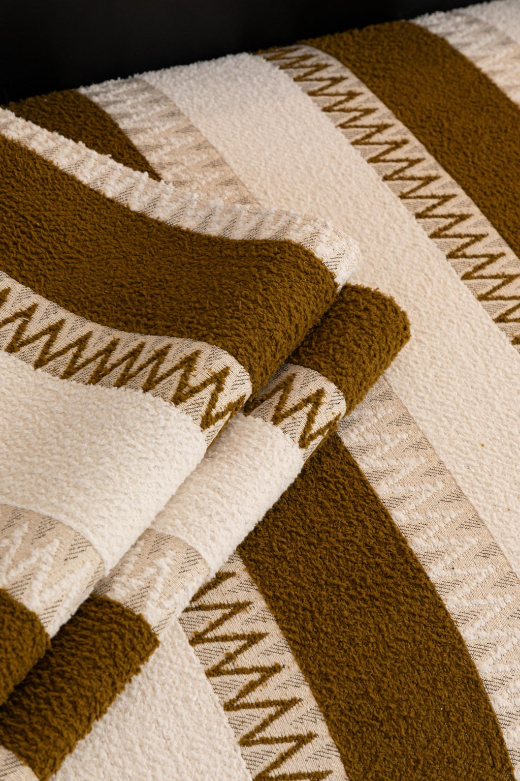 Sofa Decor Marlow Plush Stripe Sofa Seat Cover in Caramel Brown Stripe - detail image for plush striped couch cover pieces in Australia