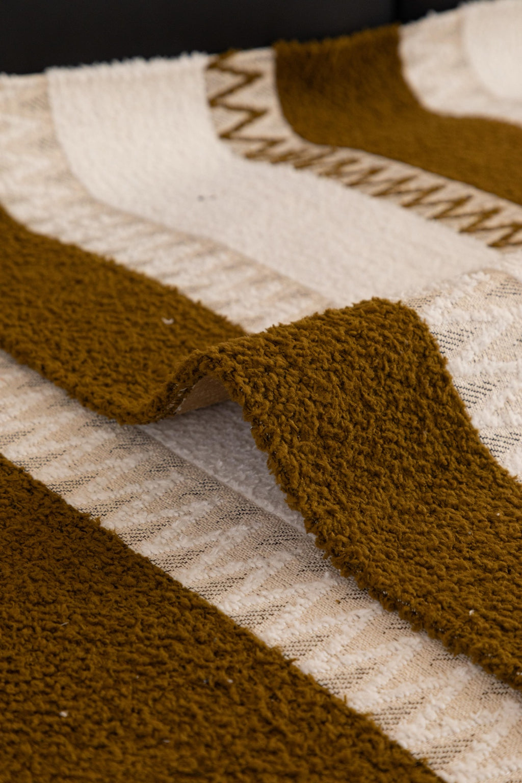 Sofa Decor Marlow Plush Stripe Sofa Seat Cover in Caramel Brown Stripe - detail image for plush striped couch cover pieces in Australia