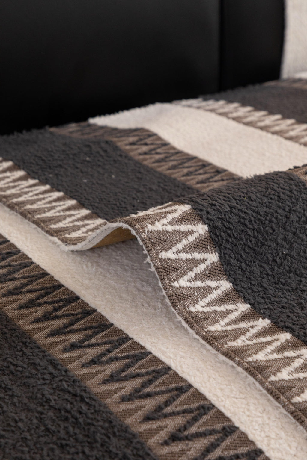 Sofa Decor Marlow Plush Stripe Sofa Seat Cover in Caramel Brown Stripe - detail image for plush striped couch cover pieces in Australia